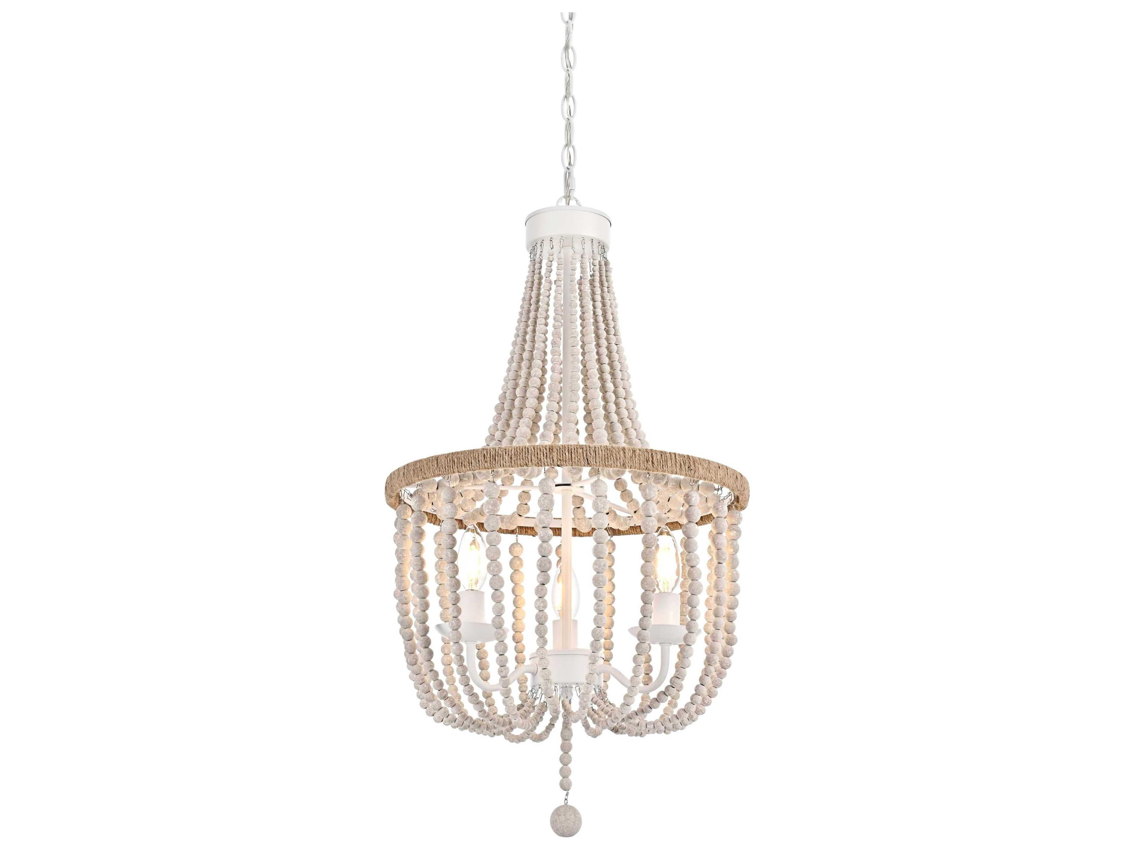 Elegant Lighting Jolie 3-Light Distressed Antique White Empire Pendant