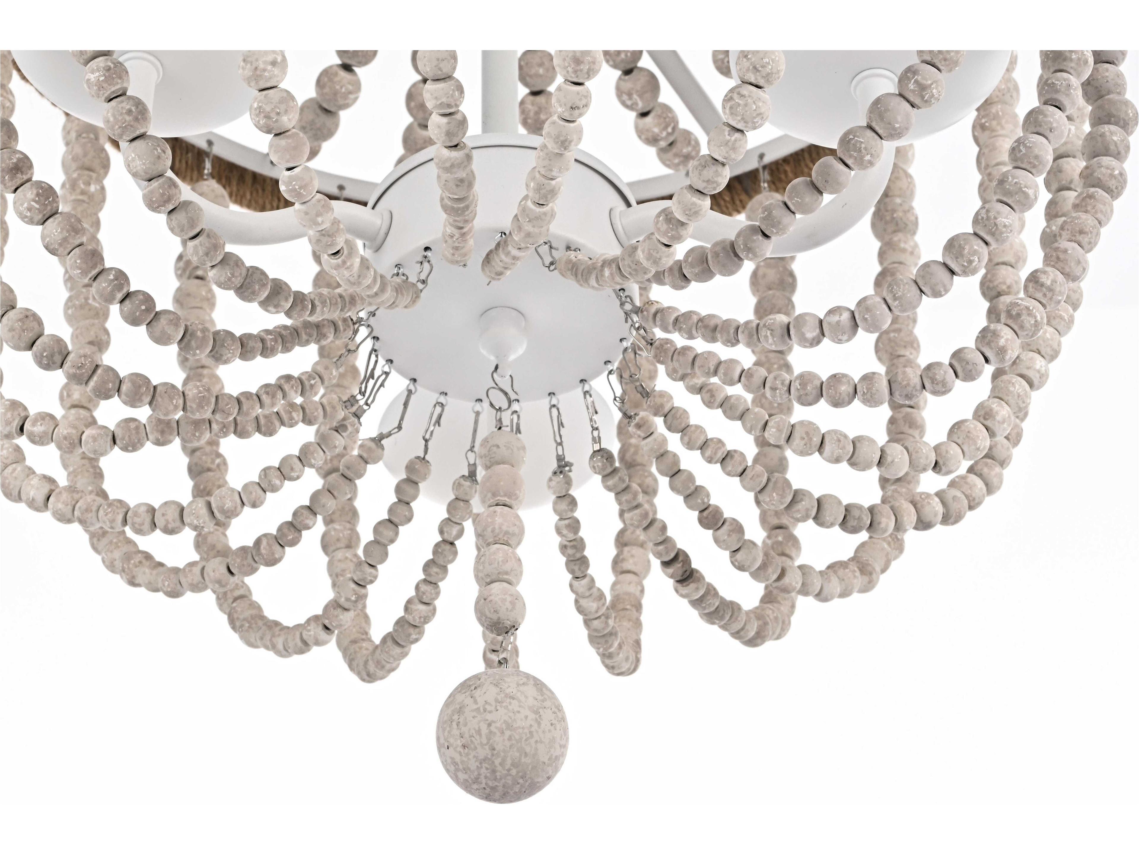 Elegant Lighting Jolie 3-Light Distressed Antique White Empire Pendant