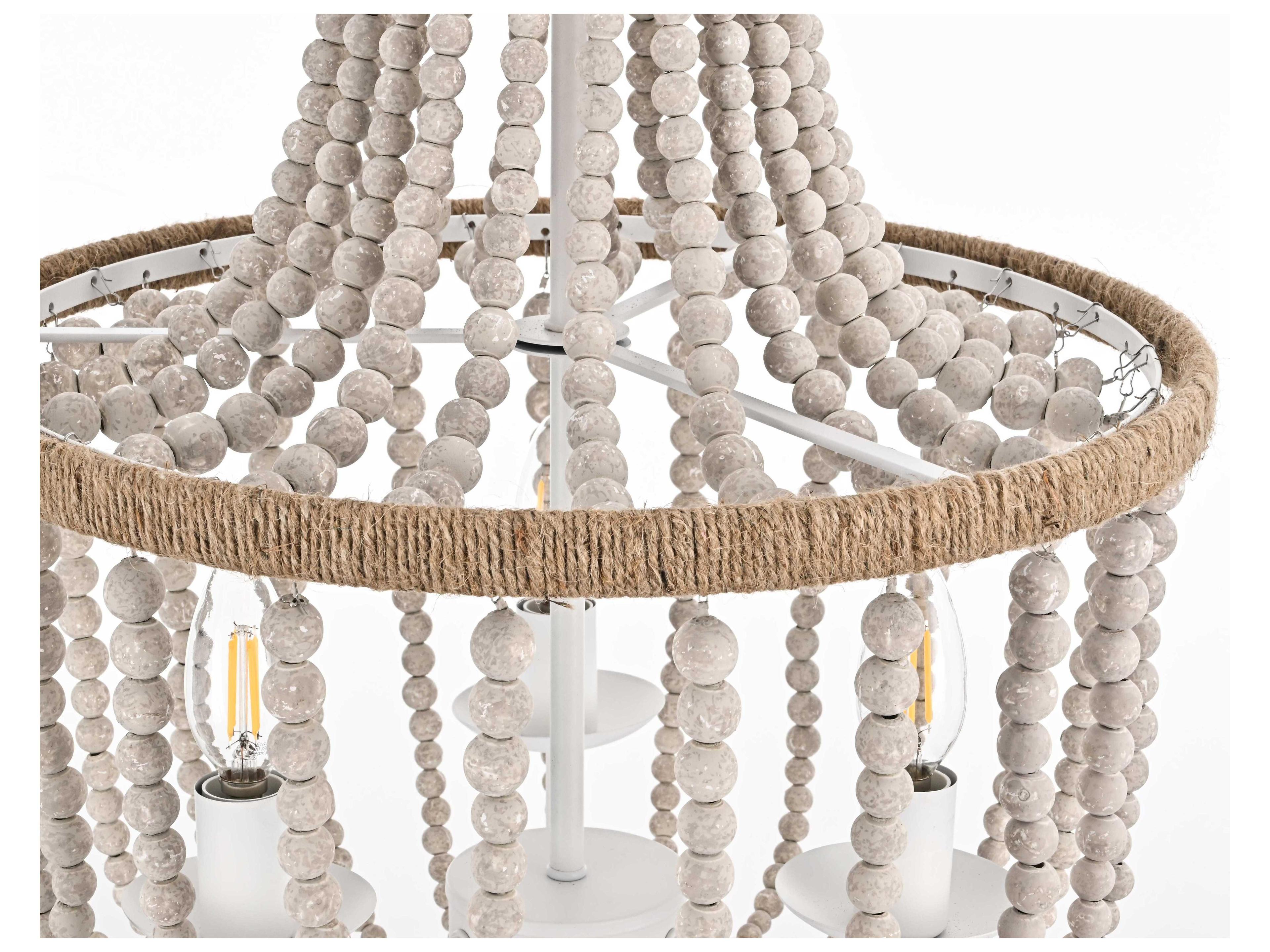 Elegant Lighting Jolie 3-Light Distressed Antique White Empire Pendant