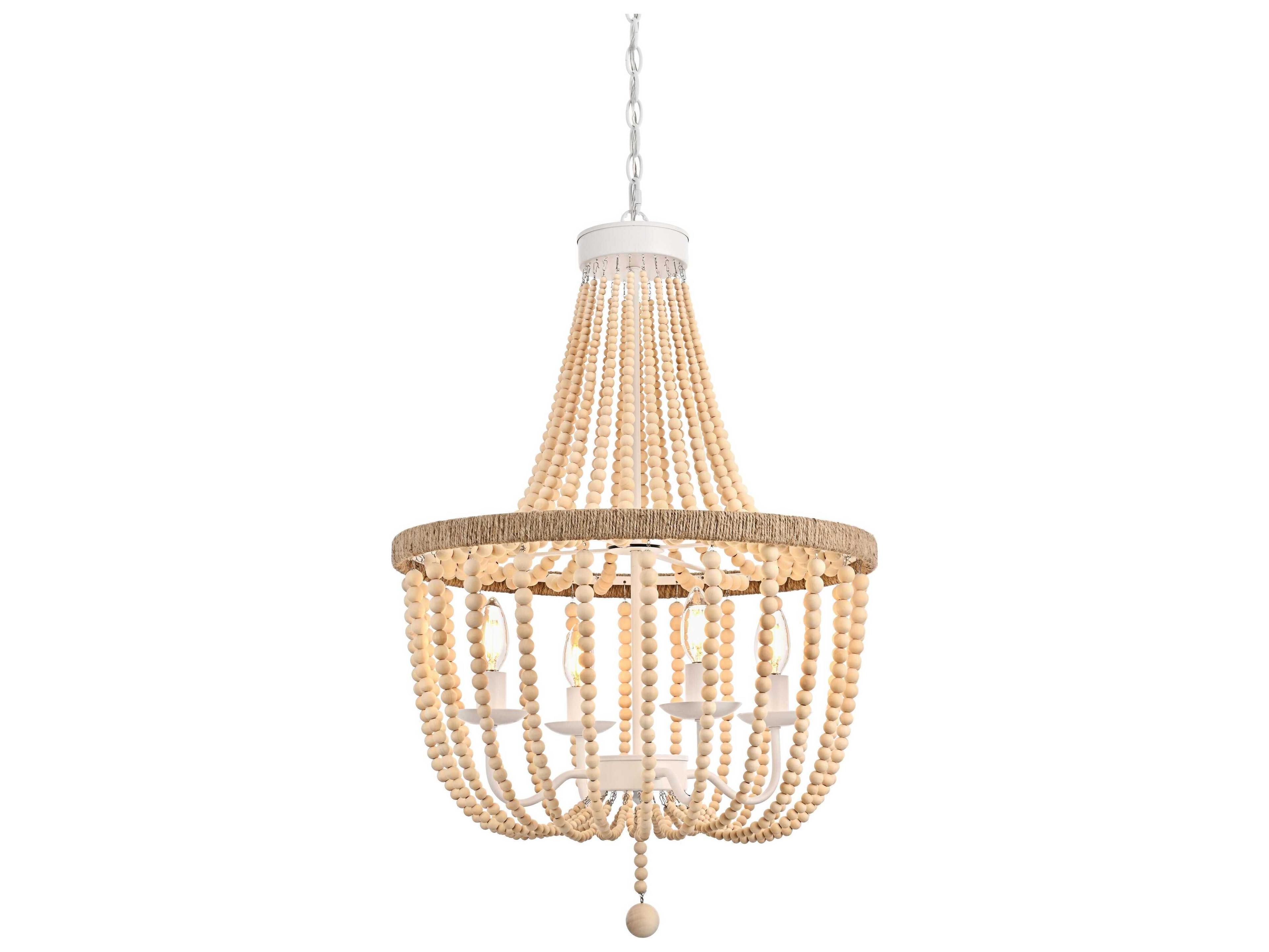 Elegant Lighting Jolie 4-Light Beige Off White Empire Pendant
