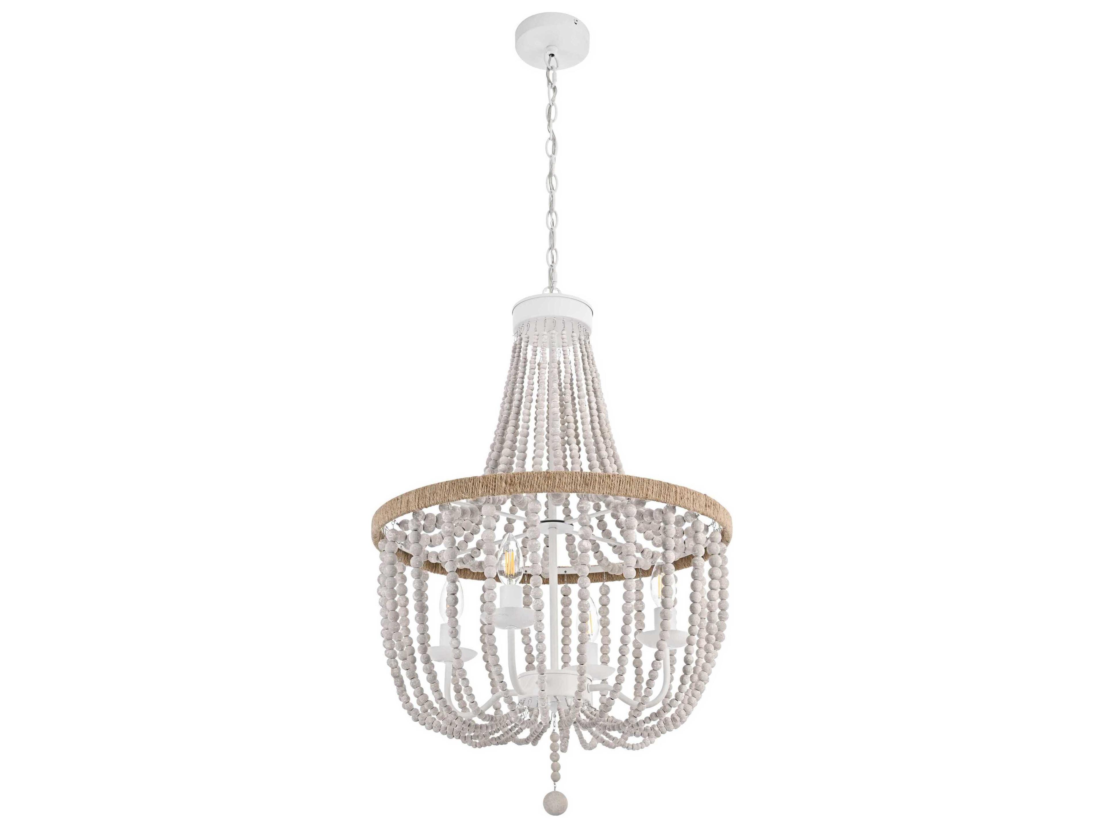 Elegant Lighting Jolie 4-Light Distressed Antique White Empire Pendant