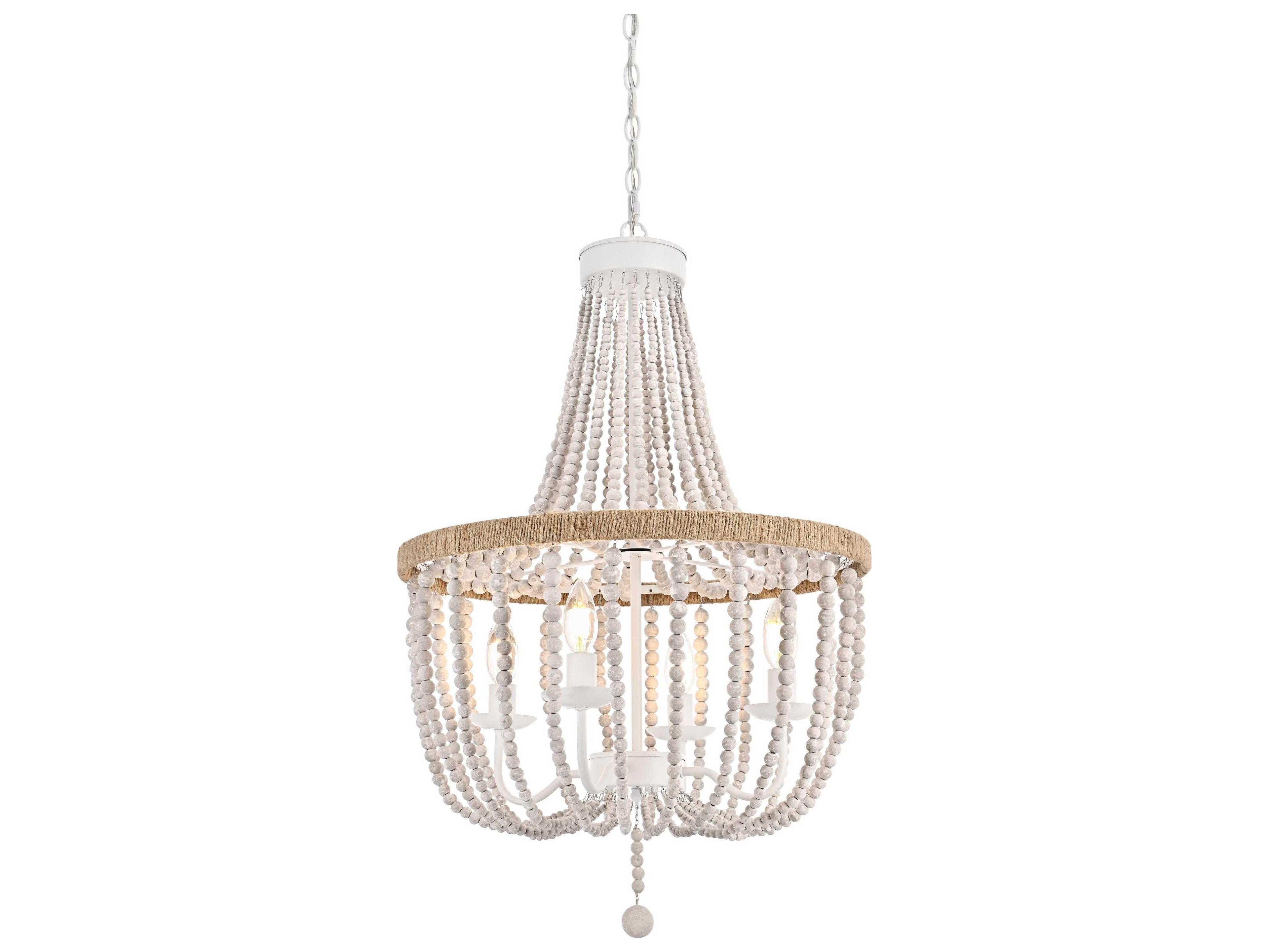 Elegant Lighting Jolie 4-Light Distressed Antique White Empire Pendant