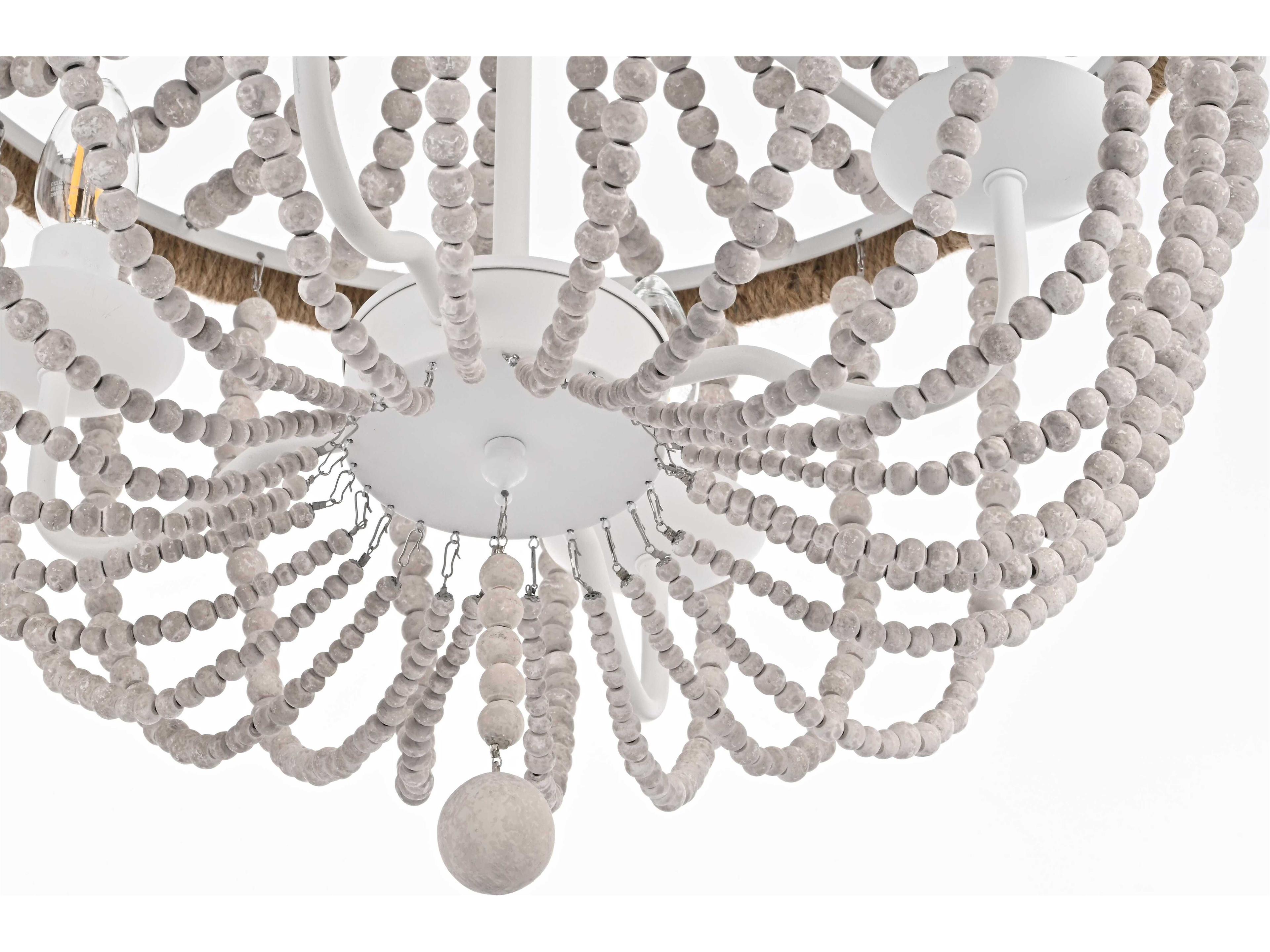 Elegant Lighting Jolie 4-Light Distressed Antique White Empire Pendant