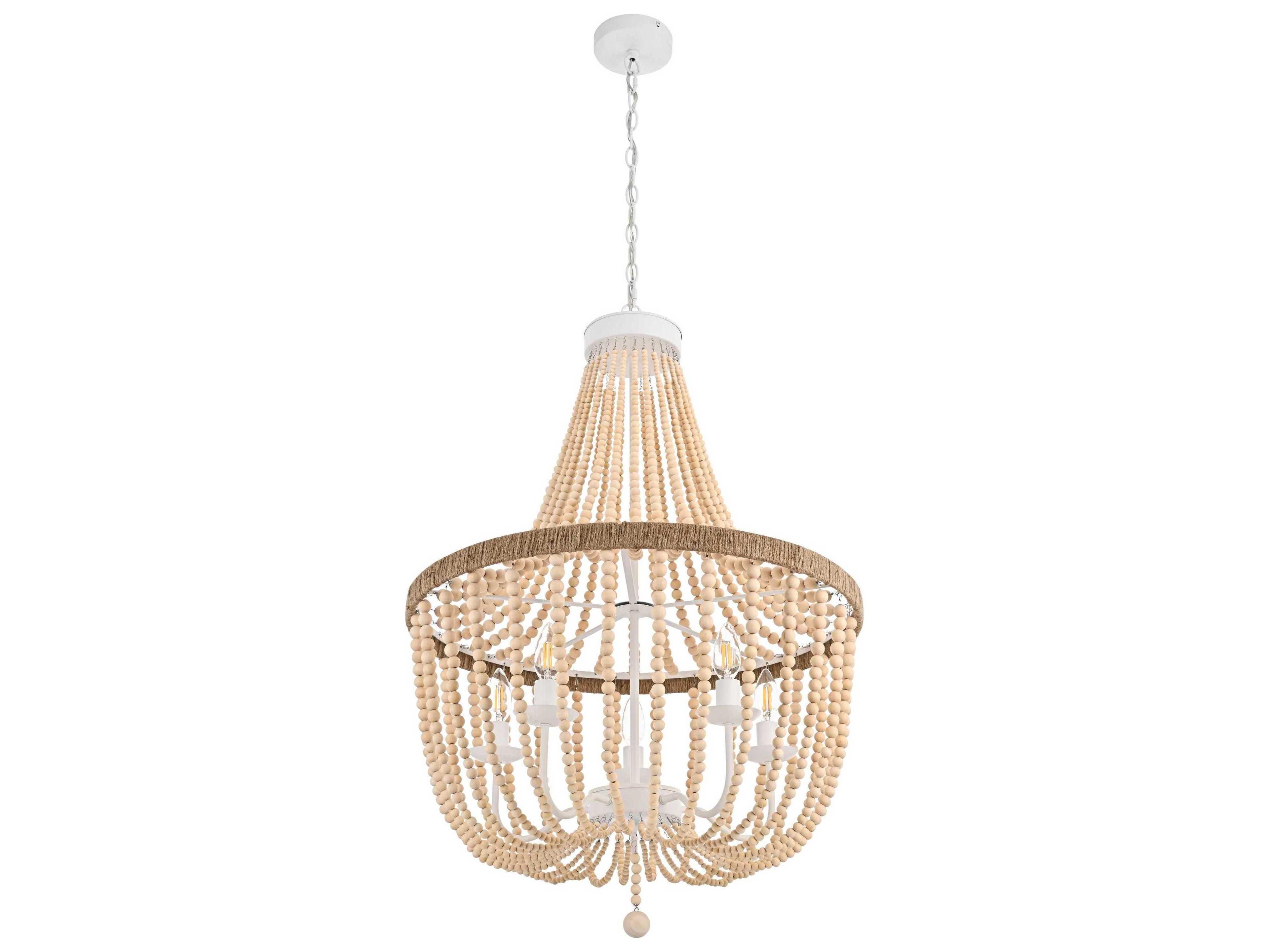 Elegant Lighting Jolie 5-Light Beige Off White Empire Pendant