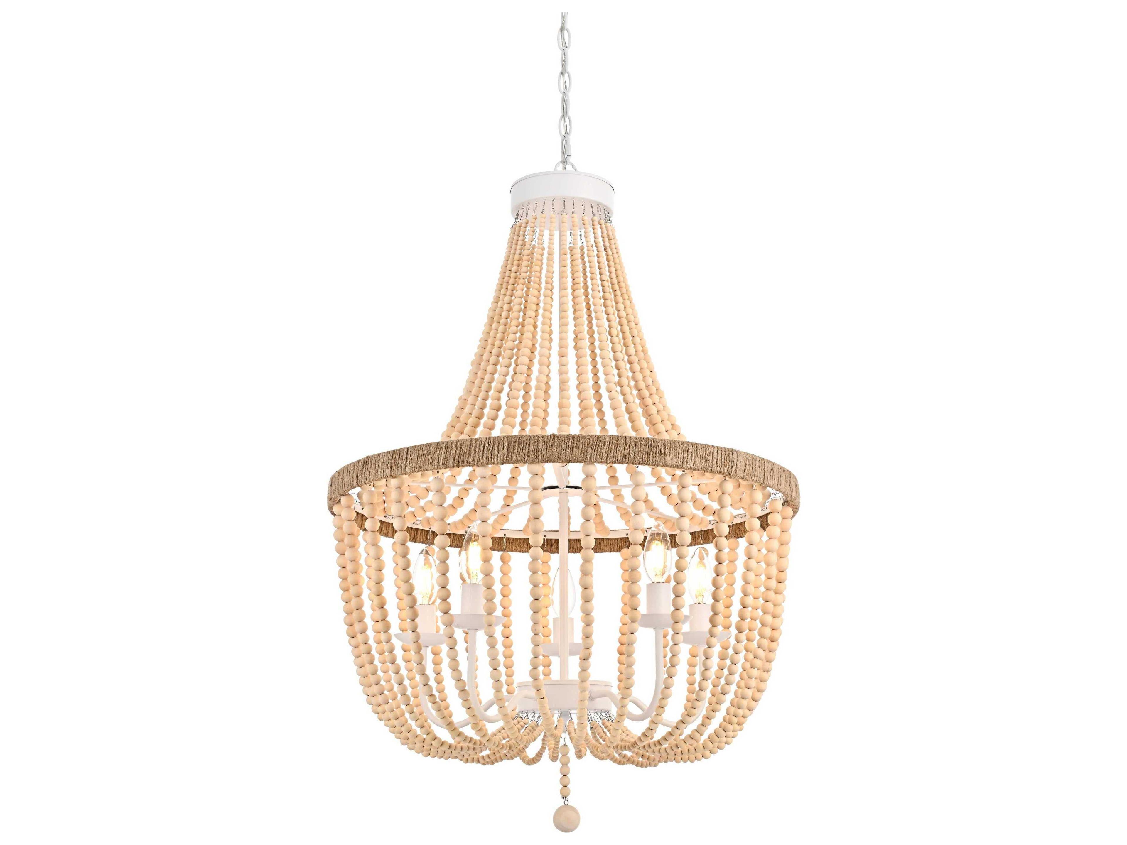 Elegant Lighting Jolie 5-Light Beige Off White Empire Pendant