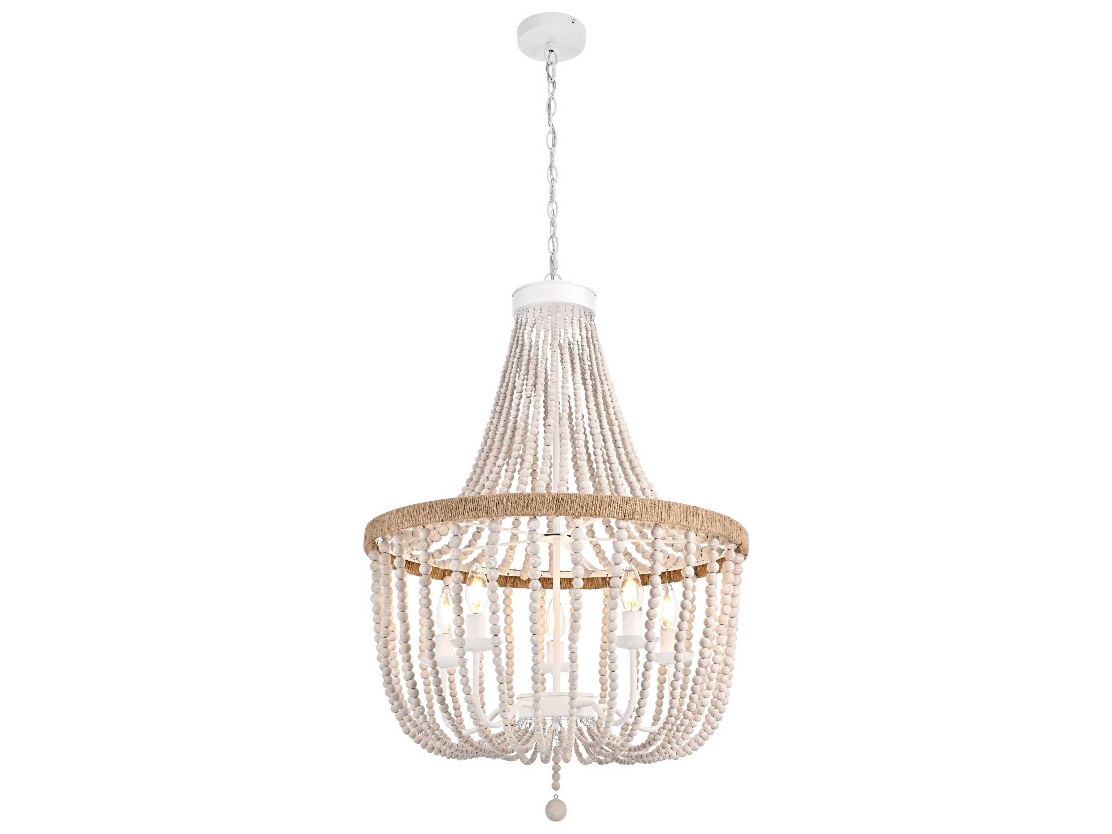 Jolie 5-Light Distressed Antique White Empire Pendant