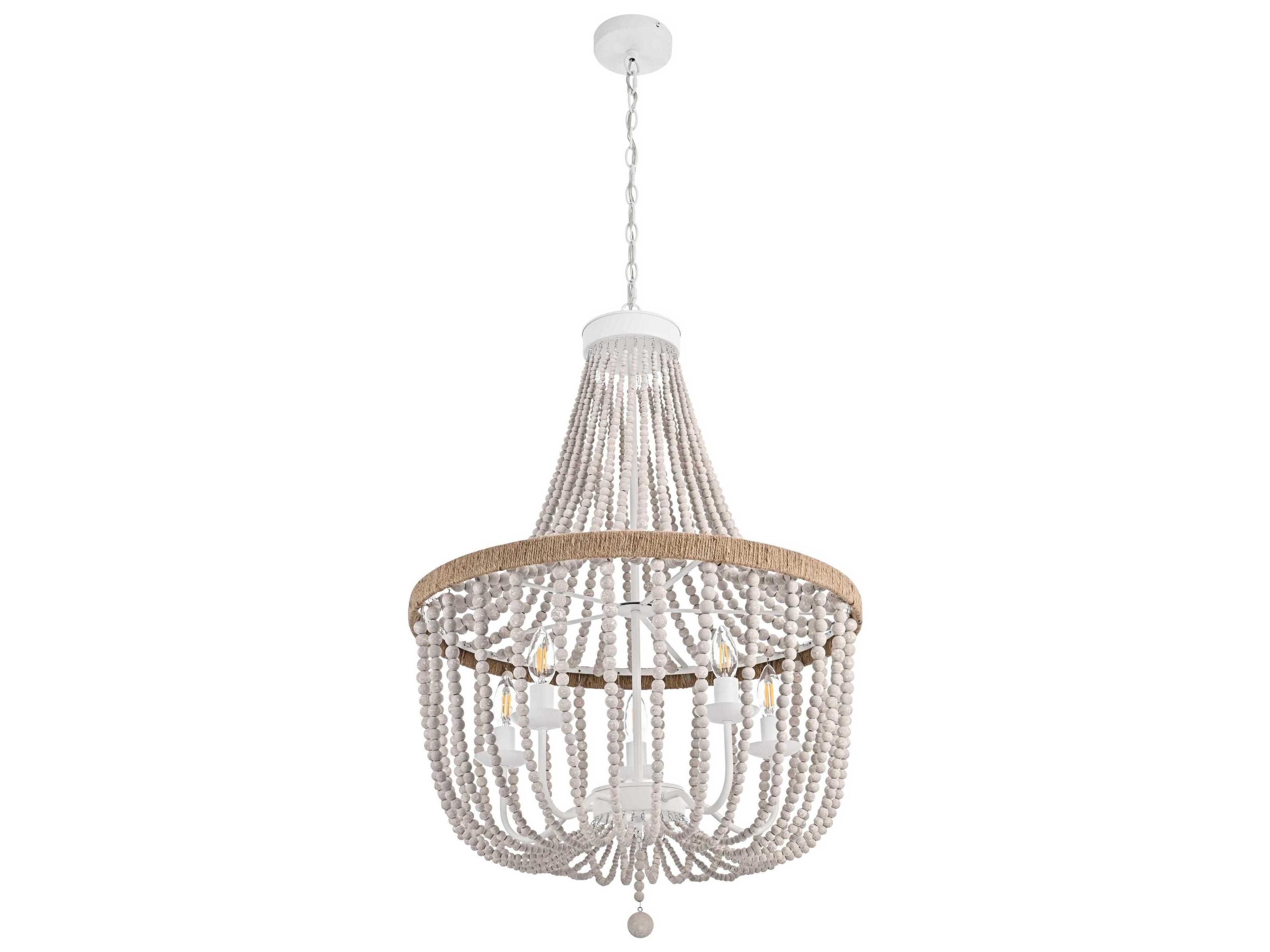 Elegant Lighting Jolie 5-Light Distressed Antique White Empire Pendant