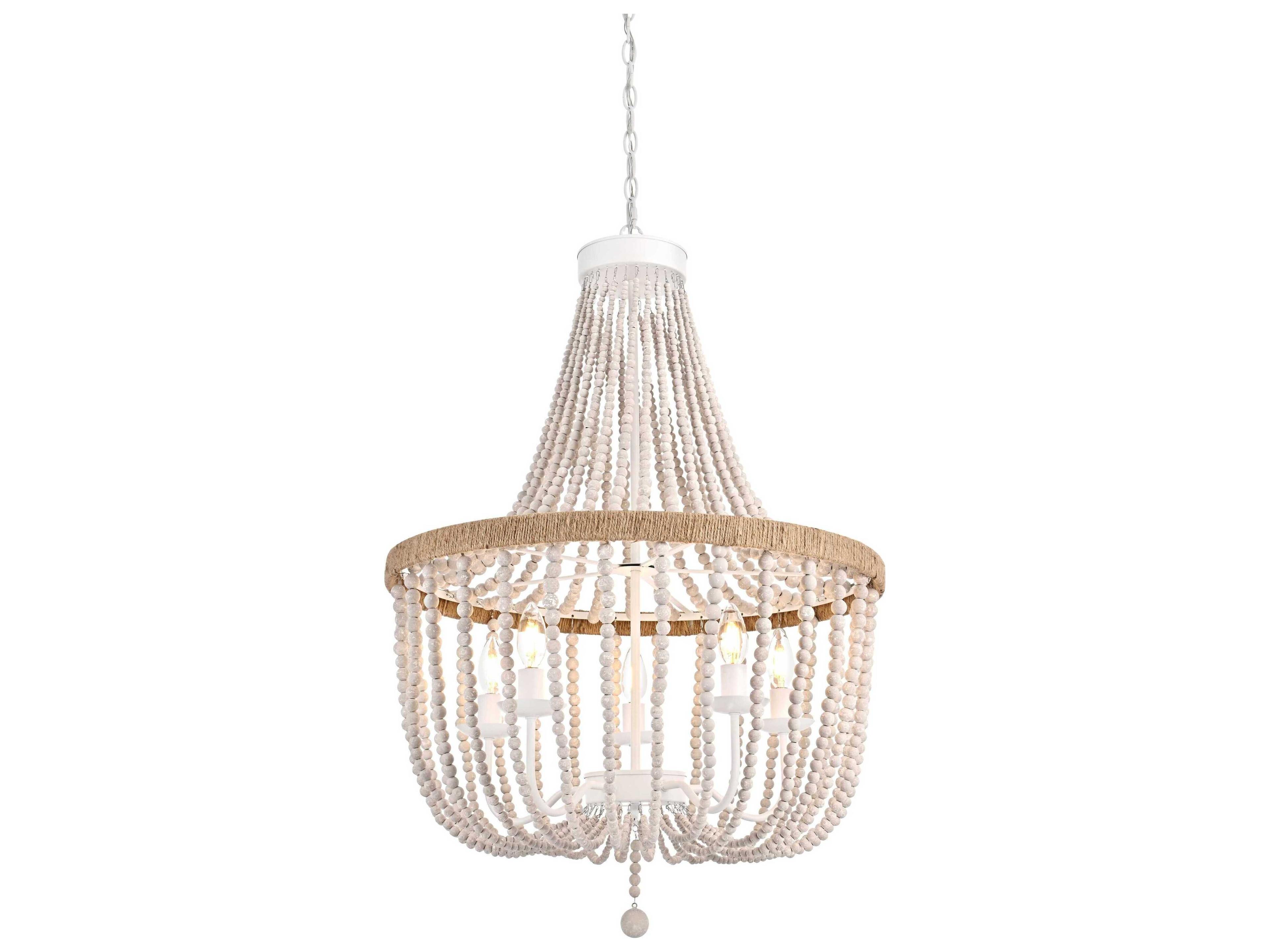 Elegant Lighting Jolie 5-Light Distressed Antique White Empire Pendant