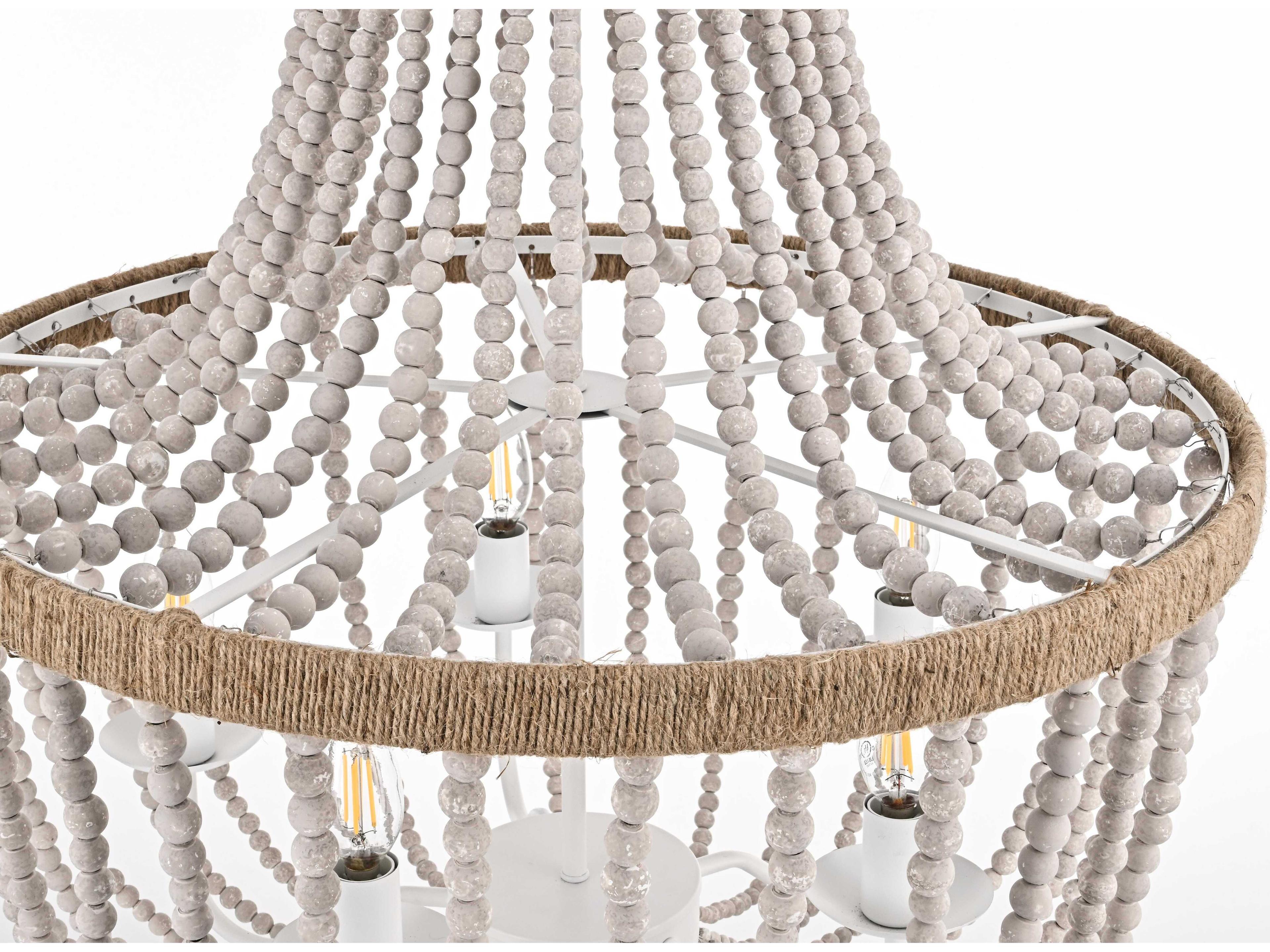 Elegant Lighting Jolie 5-Light Distressed Antique White Empire Pendant