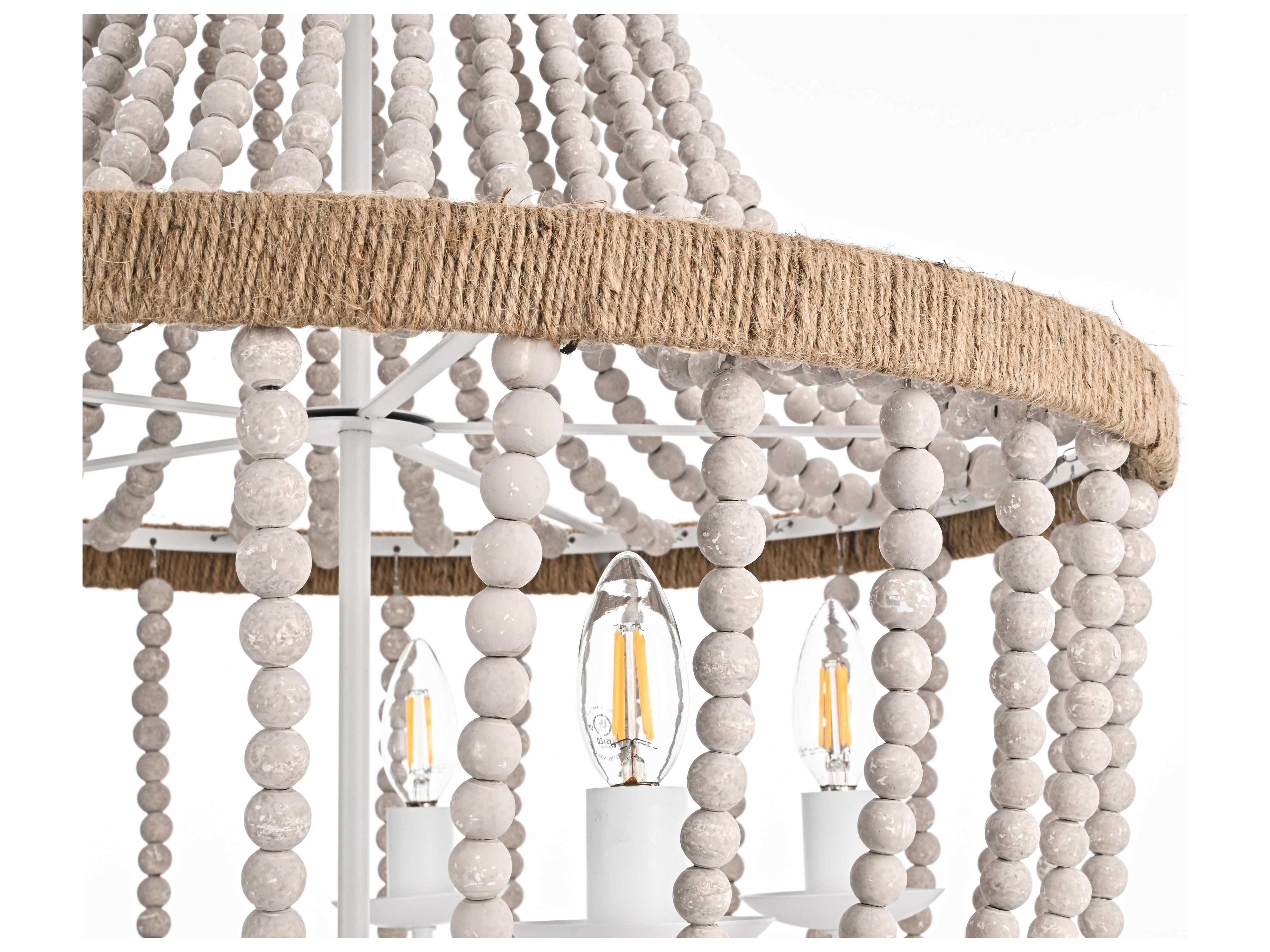 Elegant Lighting Jolie 5-Light Distressed Antique White Empire Pendant