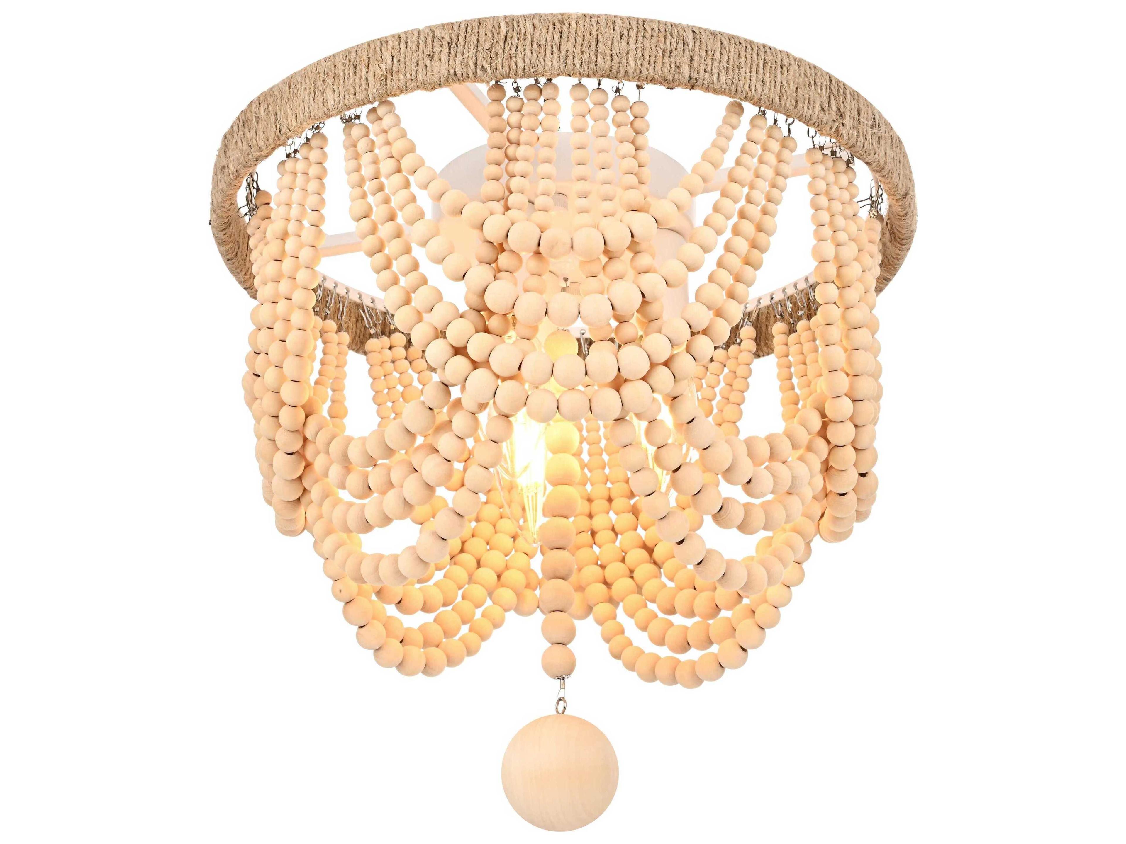 Elegant Lighting Jolie 3-Light Beige Off White Flush Mount