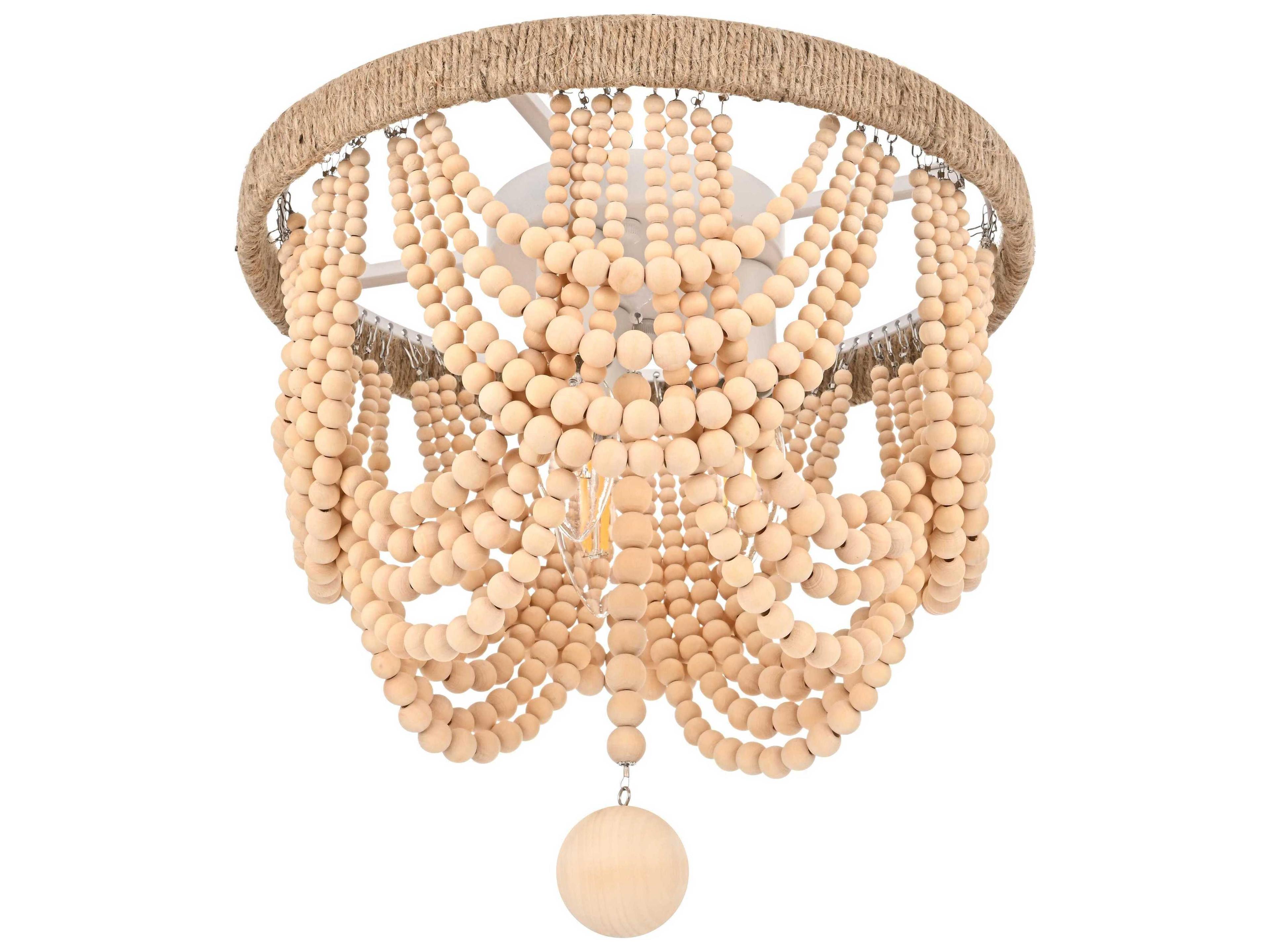 Elegant Lighting Jolie 3-Light Beige Off White Flush Mount