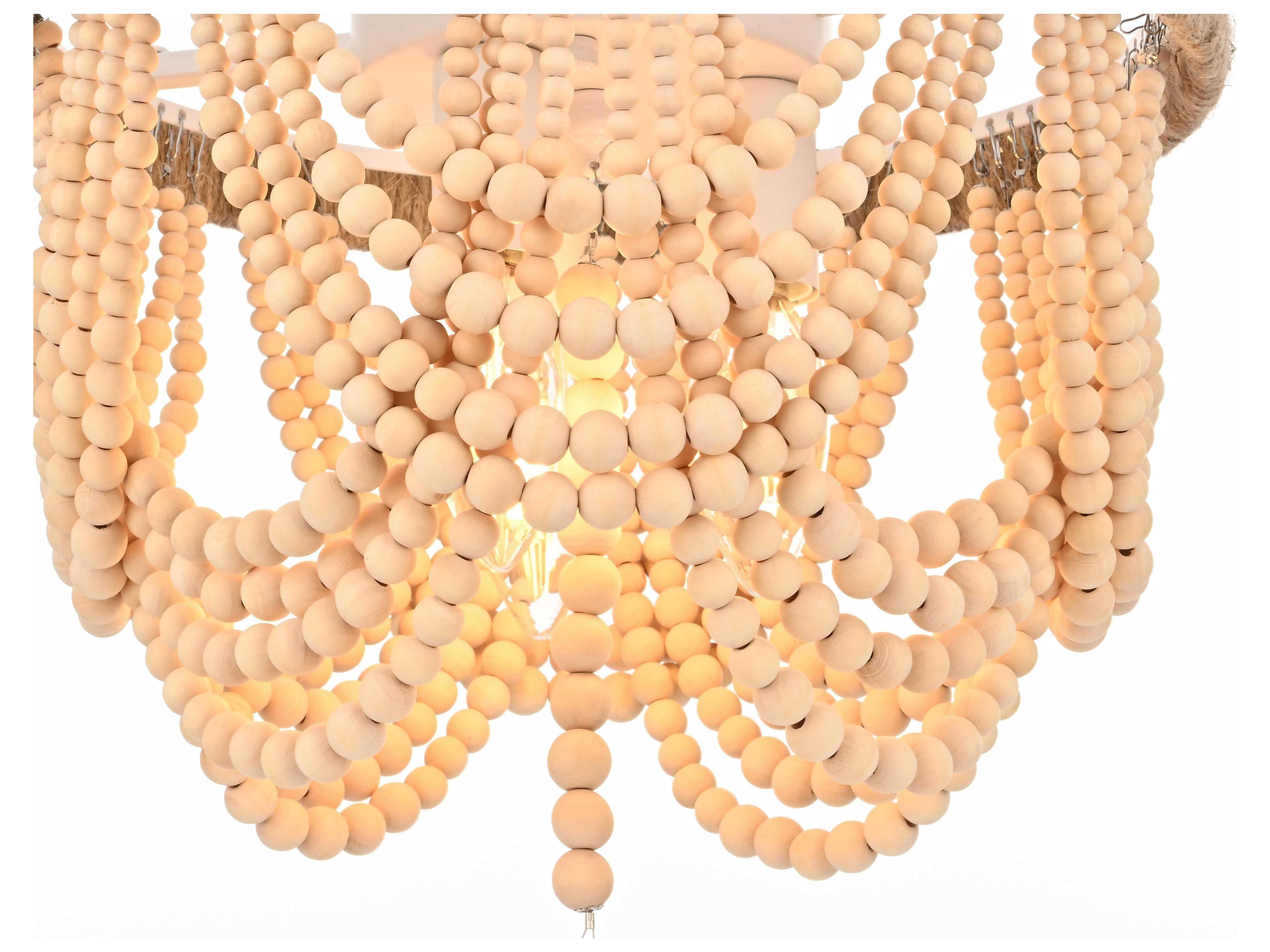 Elegant Lighting Jolie 3-Light Beige Off White Flush Mount