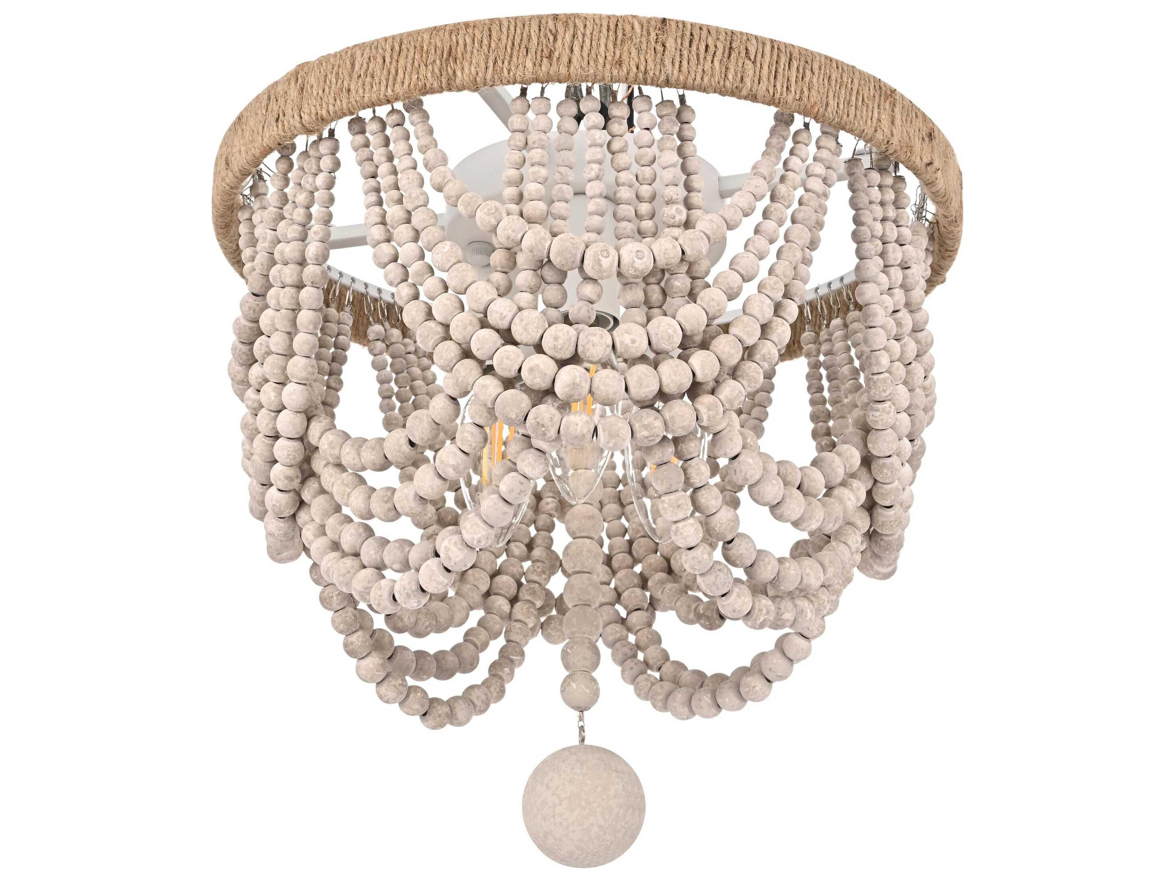 Elegant Lighting Jolie 3-Light Distressed Antique White Flush Mount