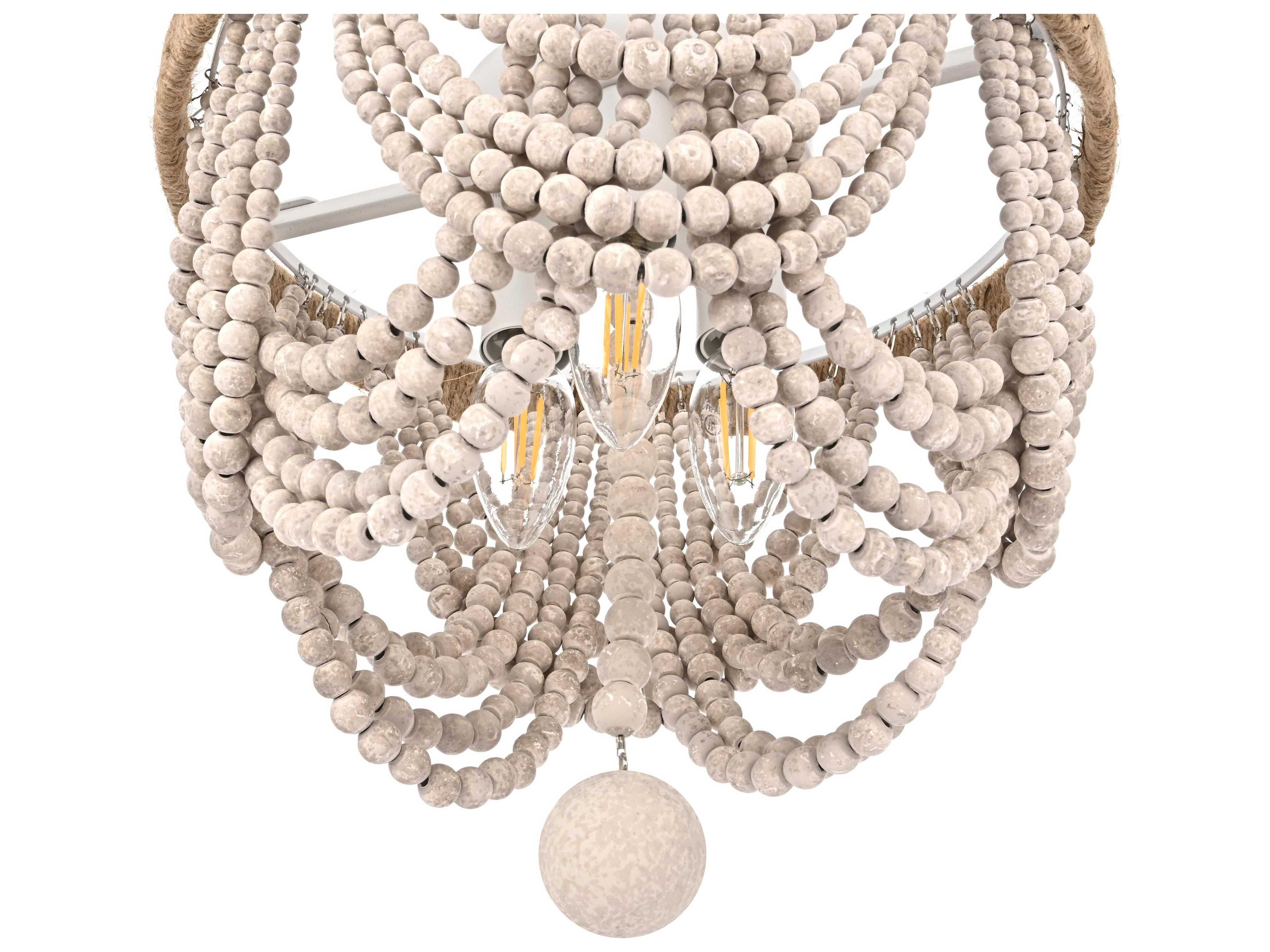 Elegant Lighting Jolie 3-Light Distressed Antique White Flush Mount