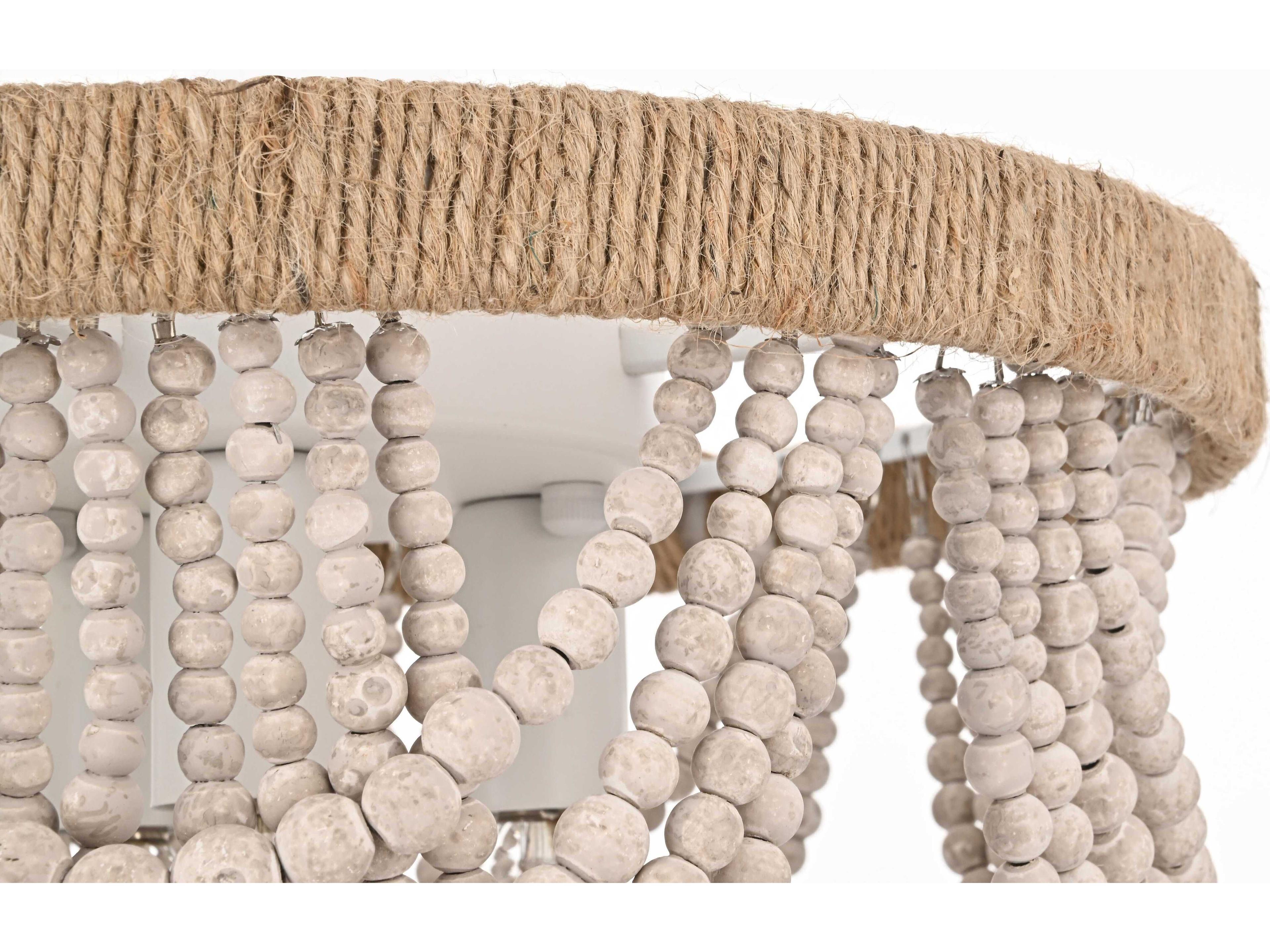 Elegant Lighting Jolie 3-Light Distressed Antique White Flush Mount