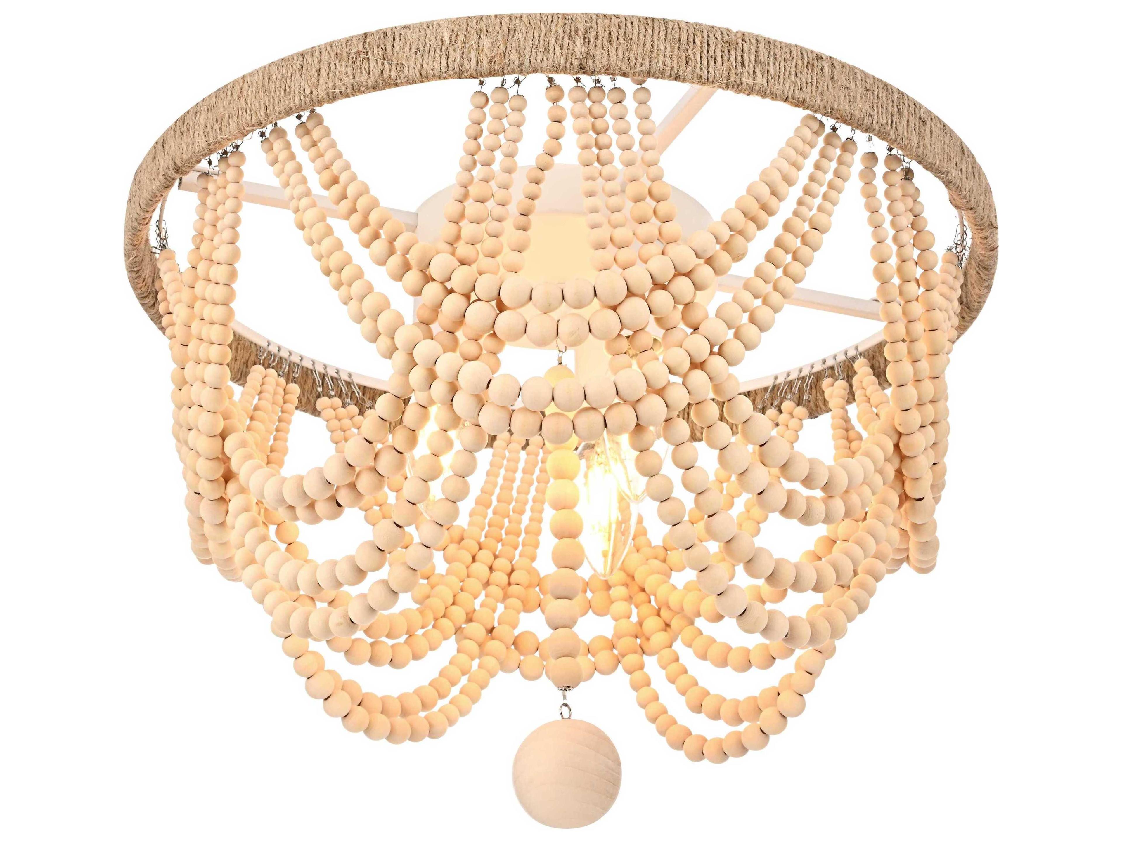 Elegant Lighting Jolie 4-Light Beige Off White Flush Mount