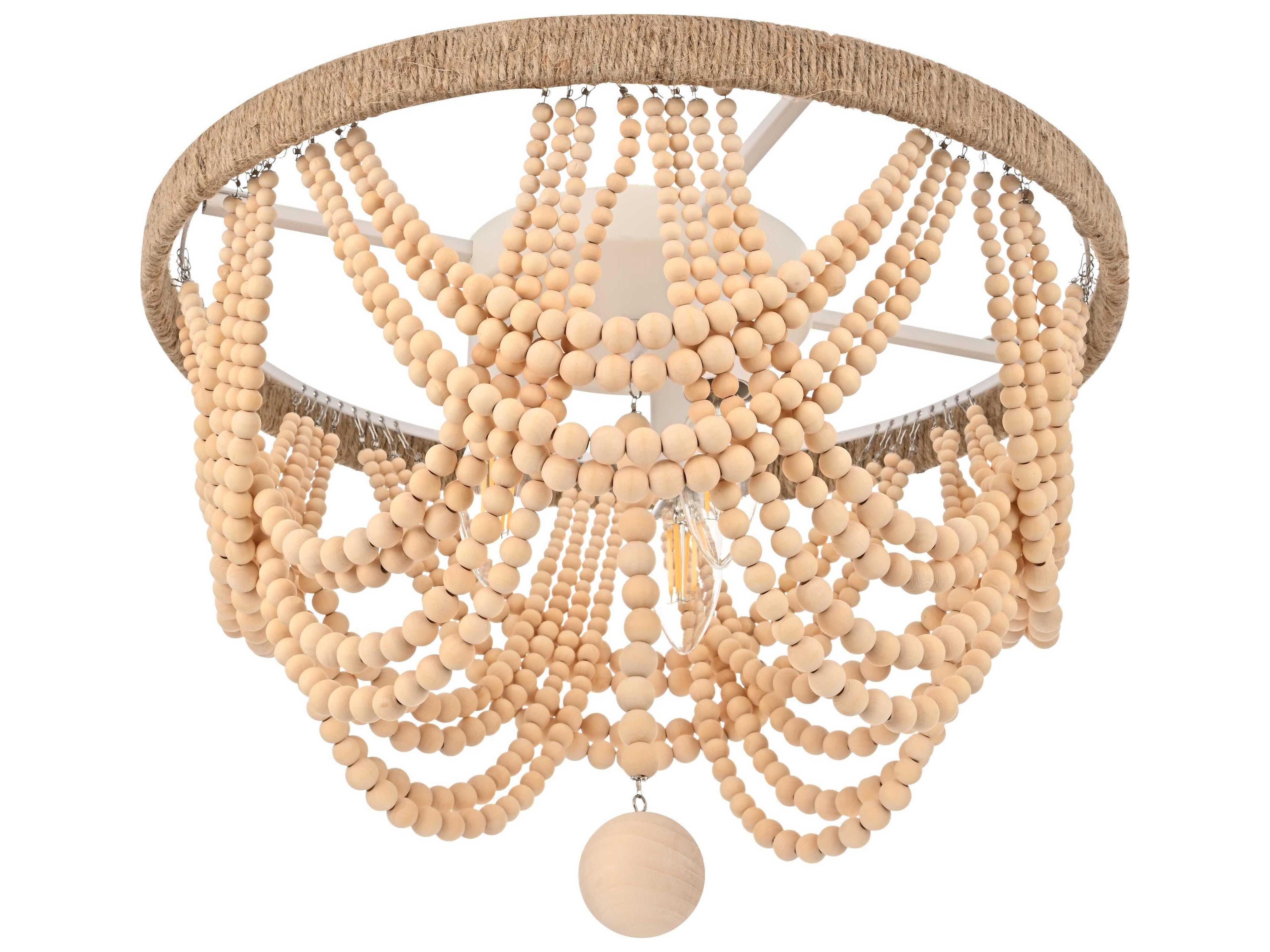 Elegant Lighting Jolie 4-Light Beige Off White Flush Mount