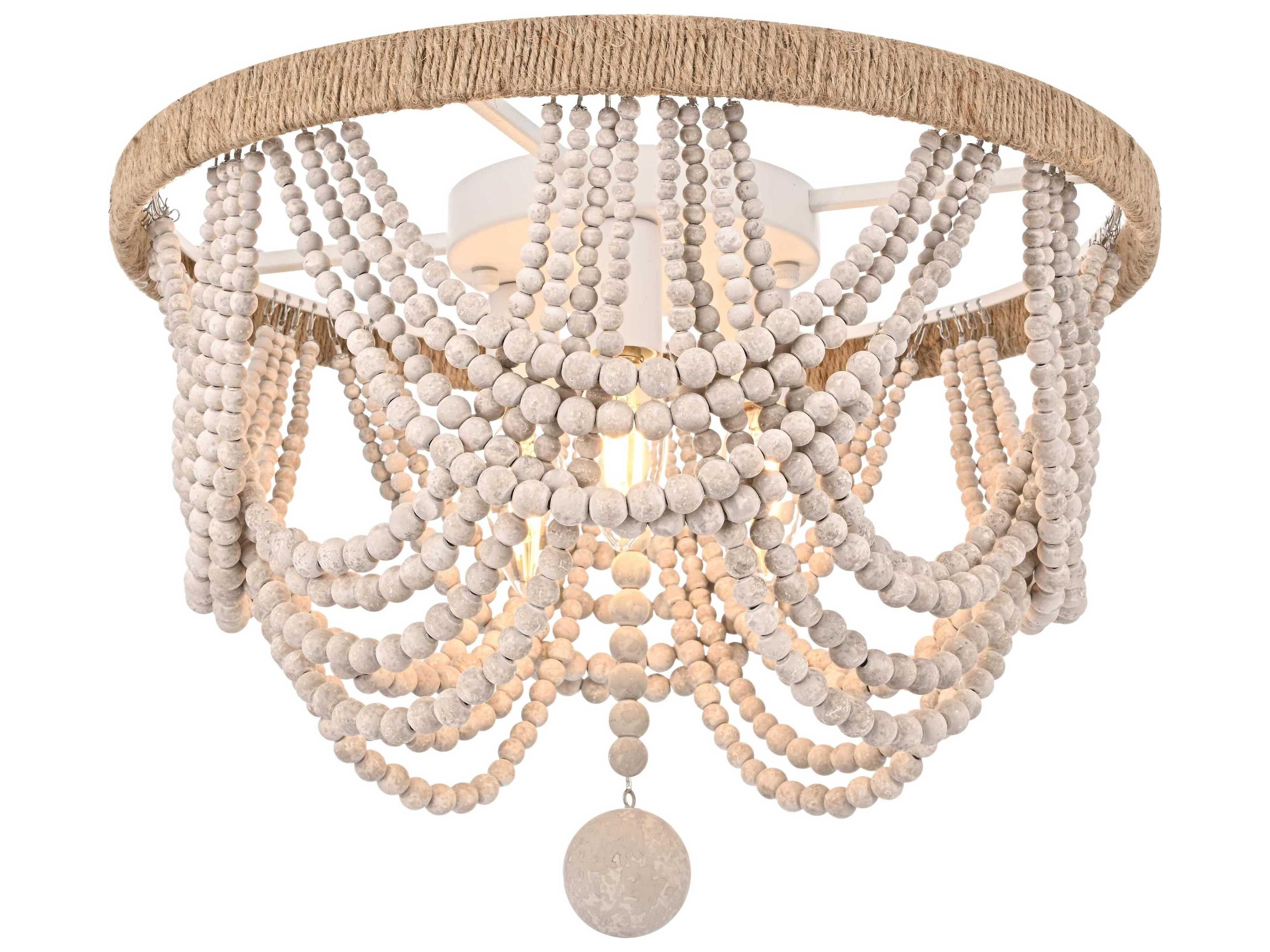 Elegant Lighting Jolie 4-Light Distressed Antique White Flush Mount
