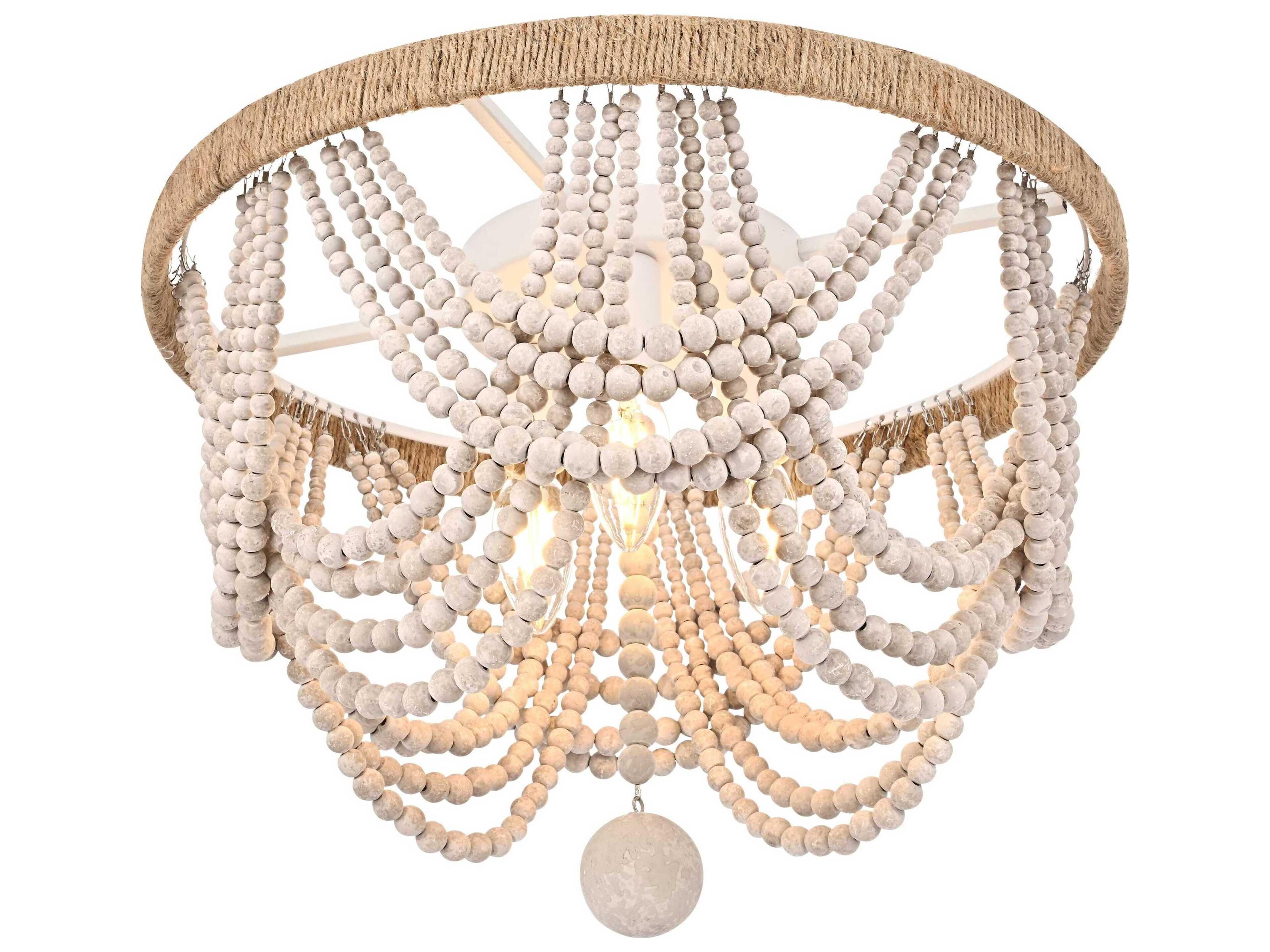 Elegant Lighting Jolie 4-Light Distressed Antique White Flush Mount