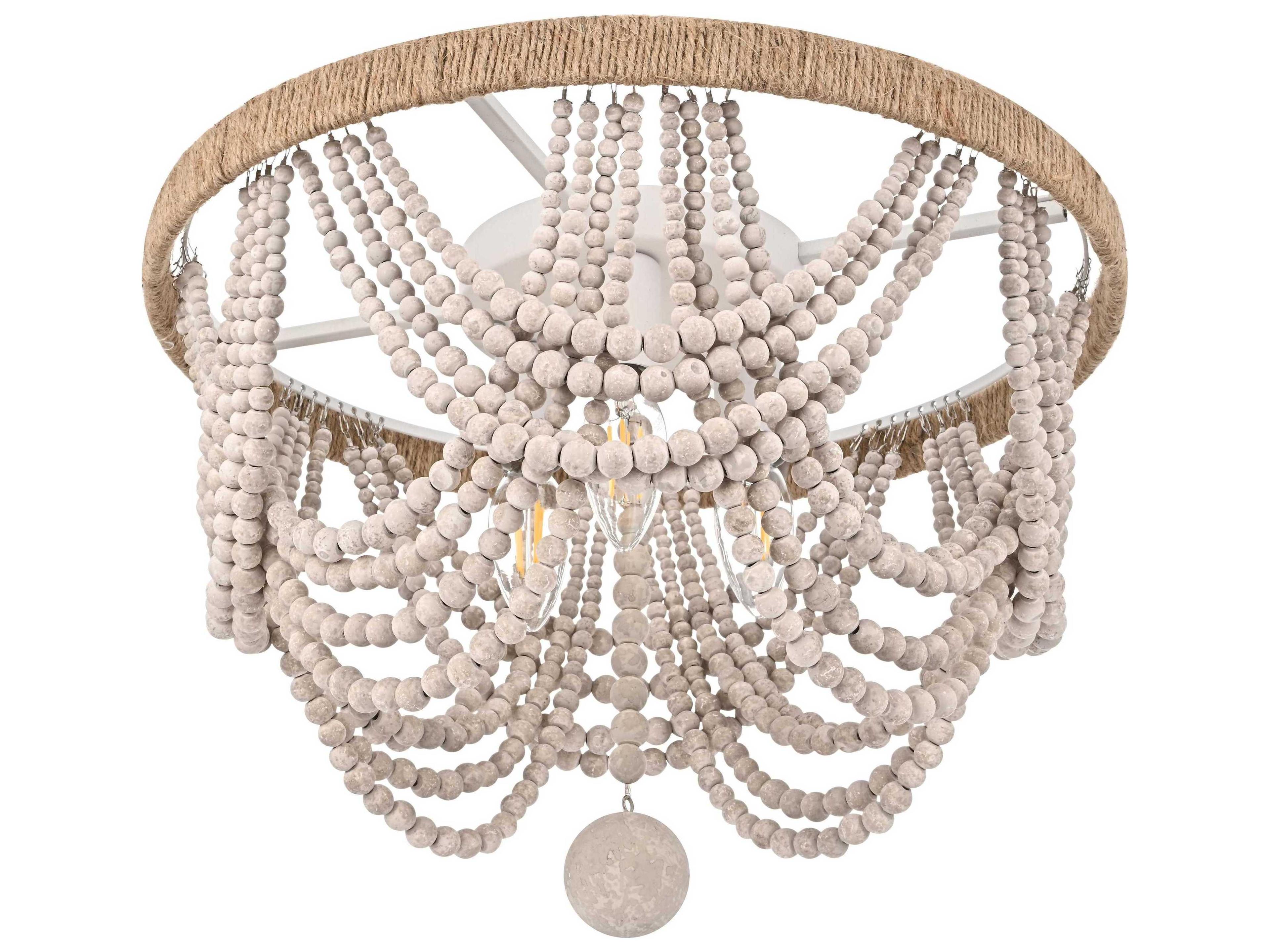 Elegant Lighting Jolie 4-Light Distressed Antique White Flush Mount