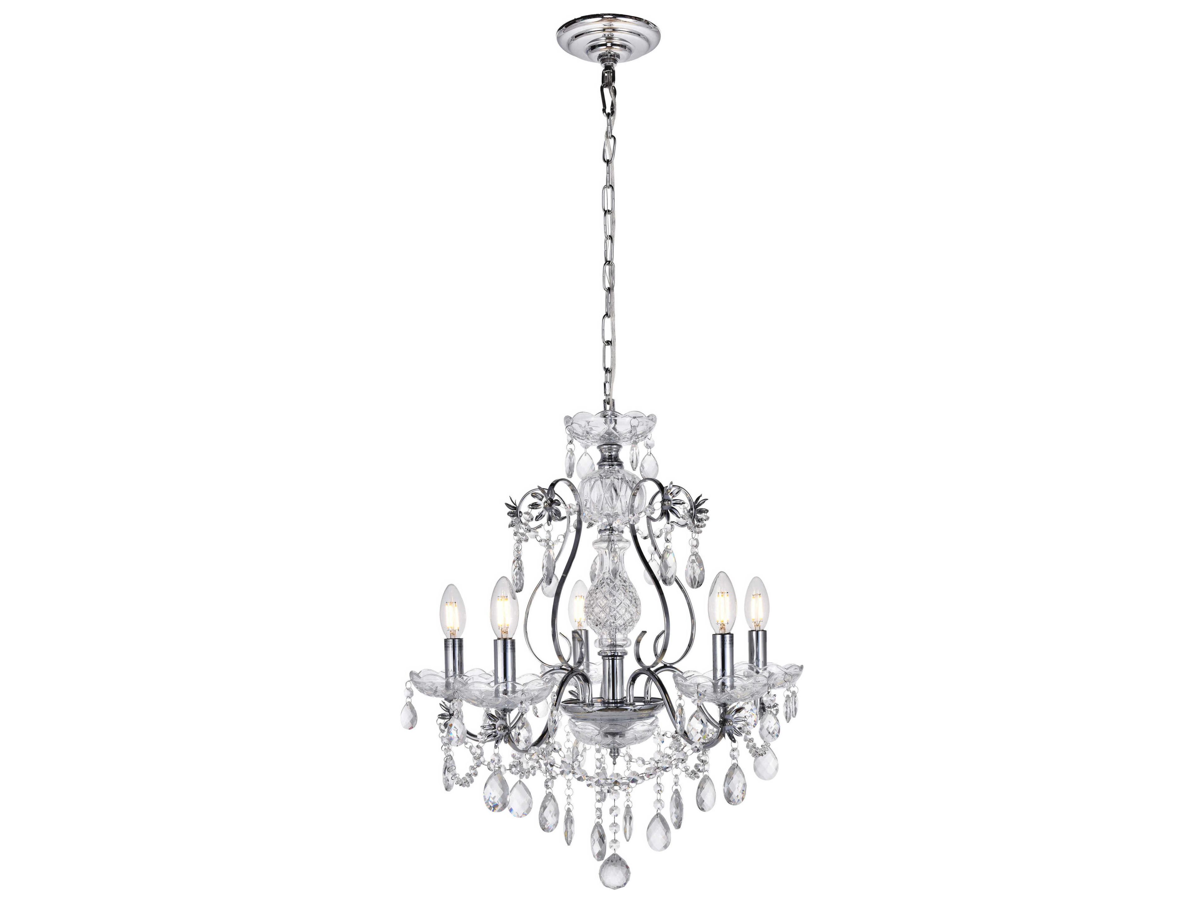 Voltaire 5-Light Chrome Crystal Glass Chandelier