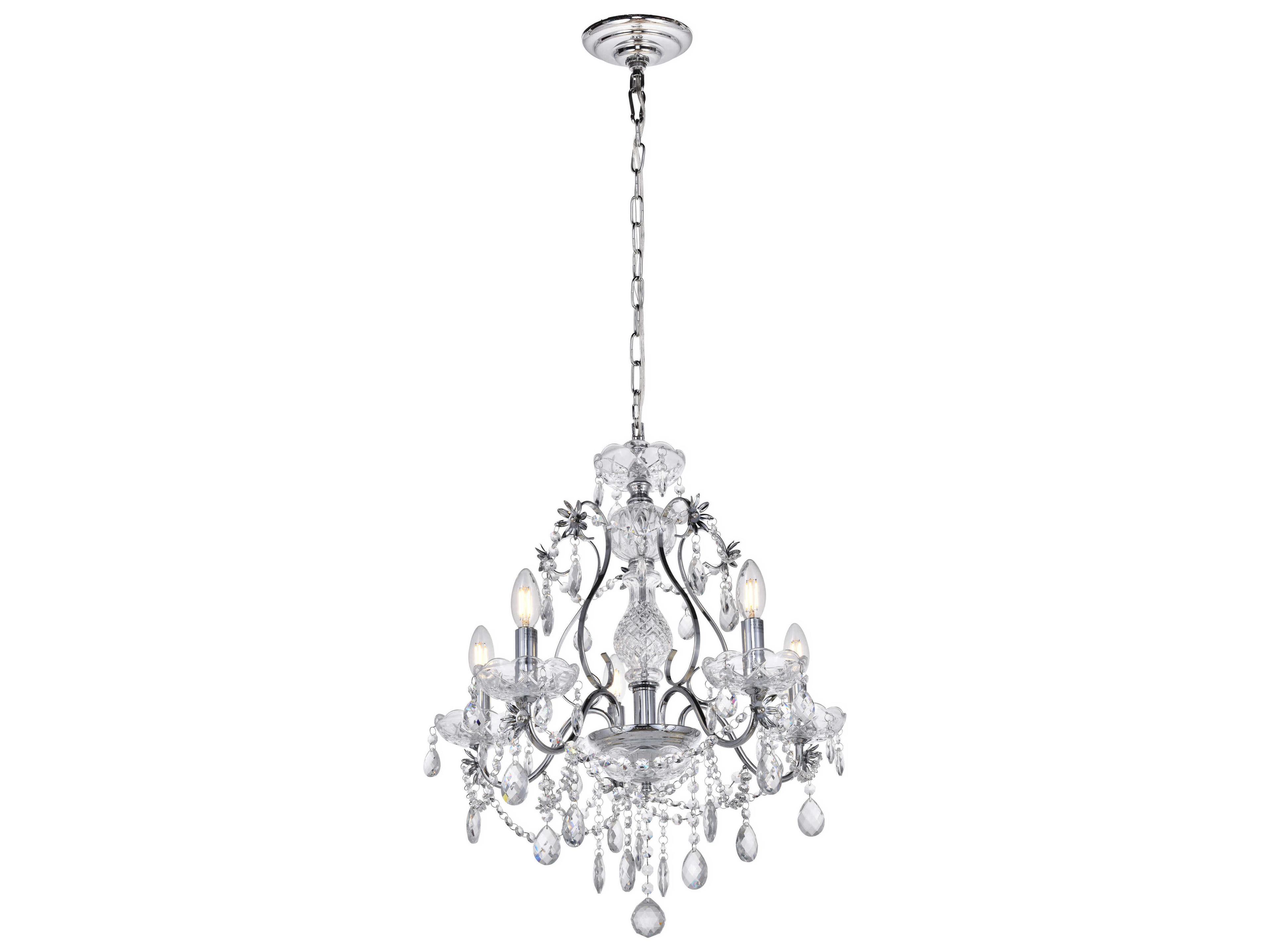 Elegant Lighting Voltaire 5-Light Chrome Crystal Glass Chandelier