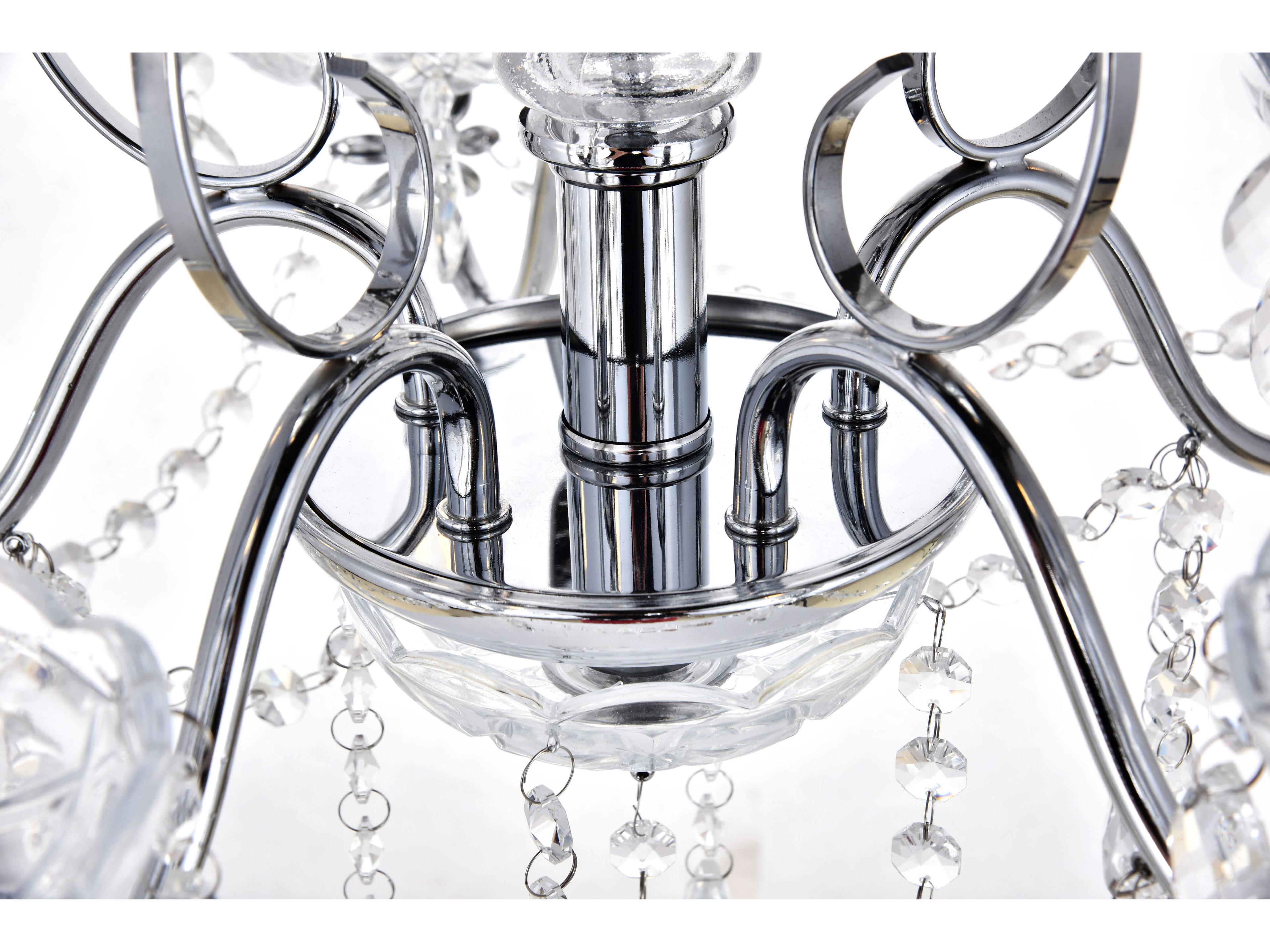 Elegant Lighting Voltaire 5-Light Chrome Crystal Glass Chandelier