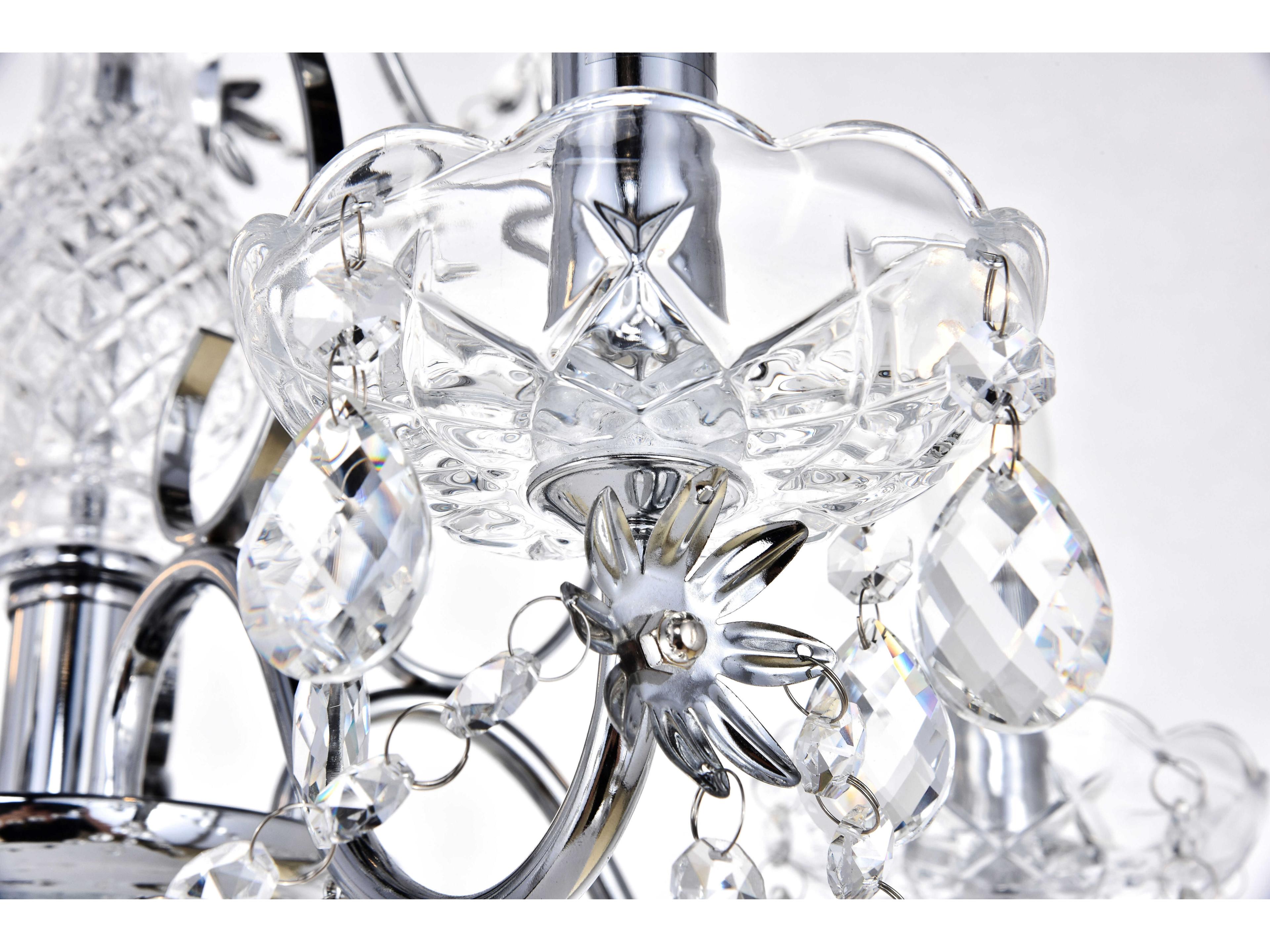 Elegant Lighting Voltaire 5-Light Chrome Crystal Glass Chandelier