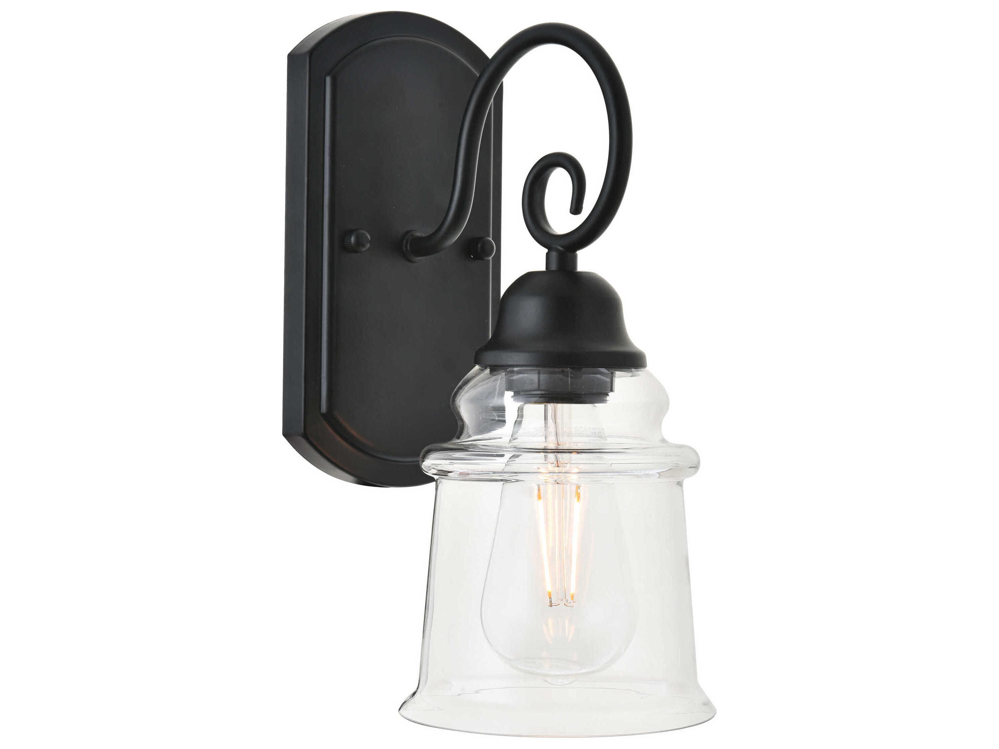 Spire 1-Light Black Glass Wall Sconce