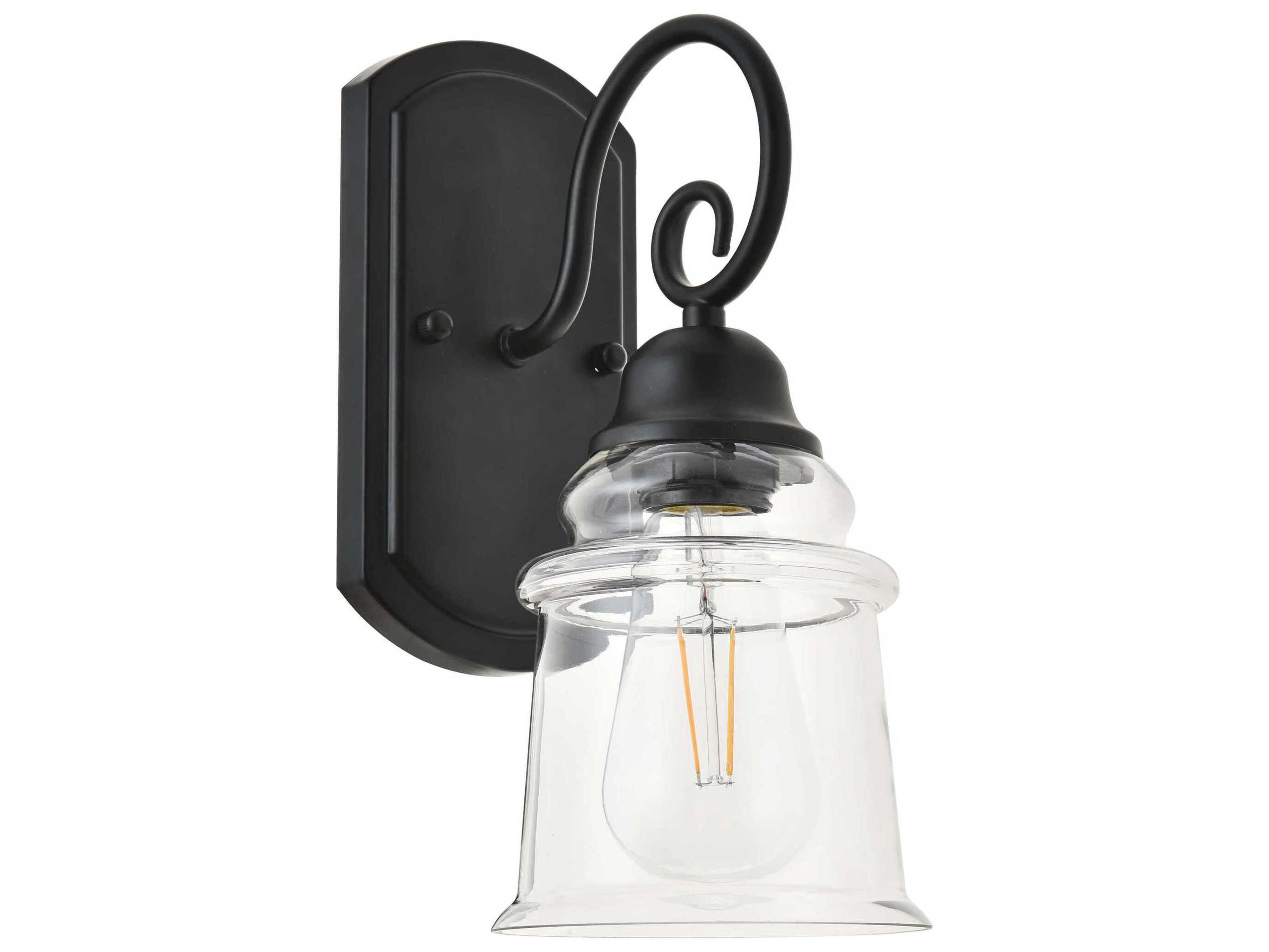 Elegant Lighting Spire 1-Light Black Glass Wall Sconce