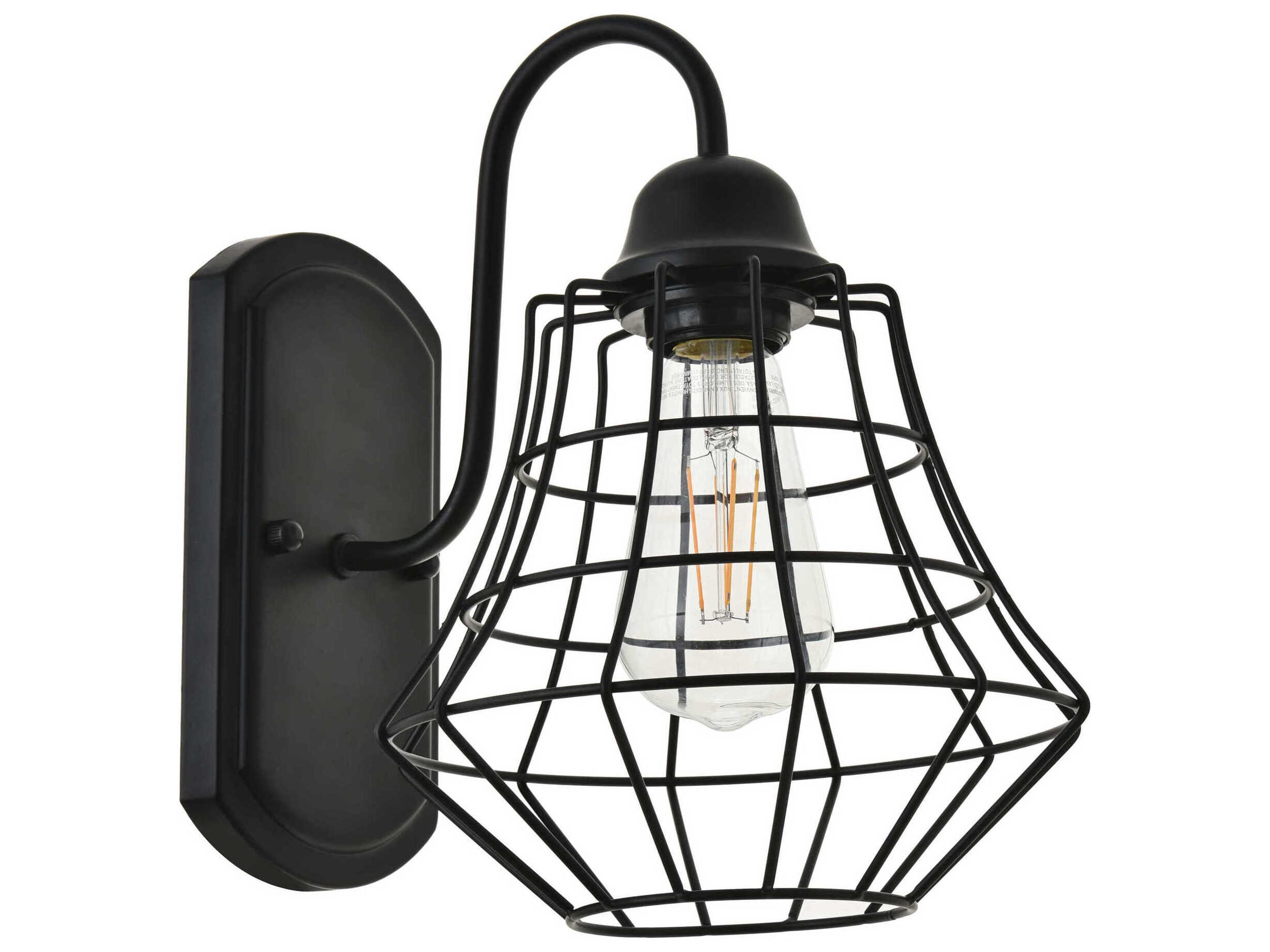 Elegant Lighting Candor 1-Light Black Wall Sconce