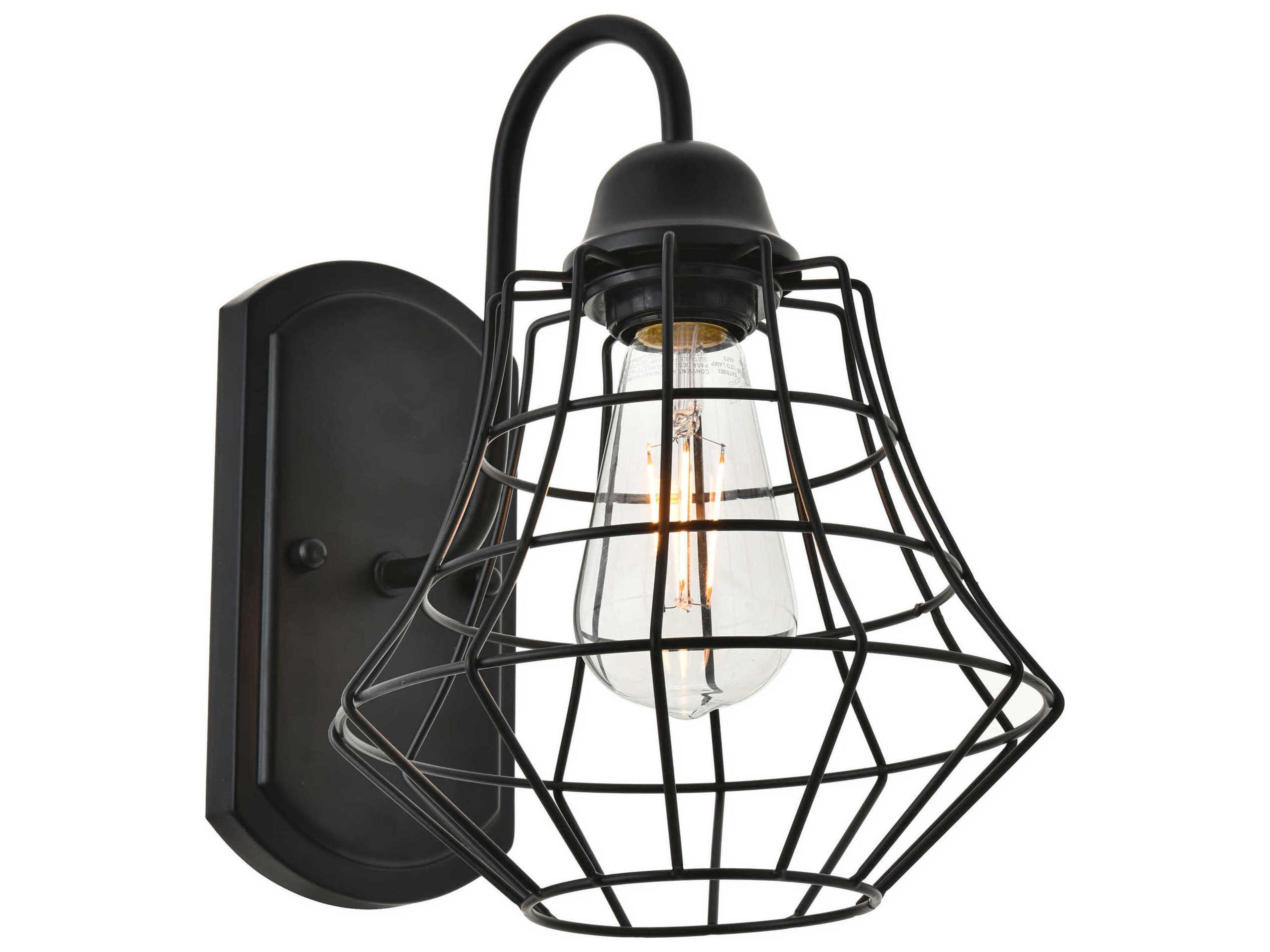 Elegant Lighting Candor 1-Light Black Wall Sconce