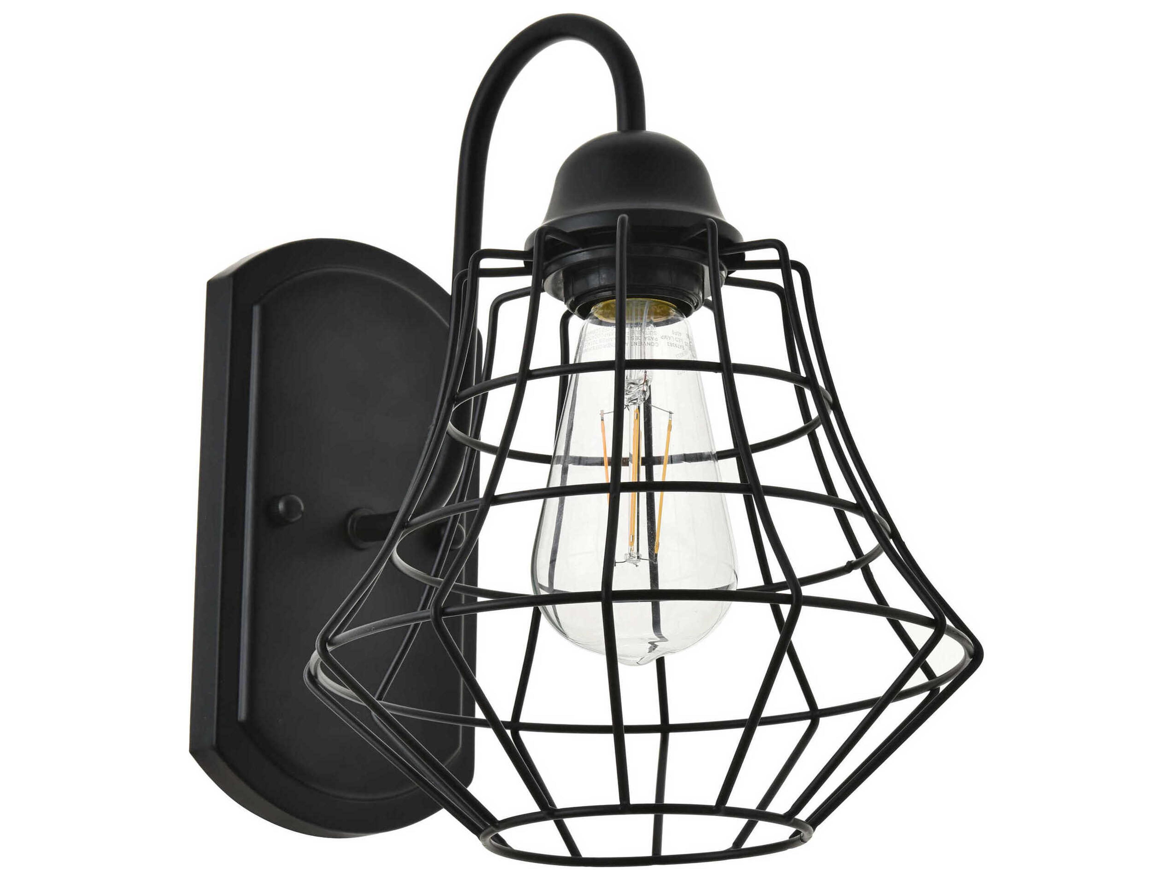 Elegant Lighting Candor 1-Light Black Wall Sconce