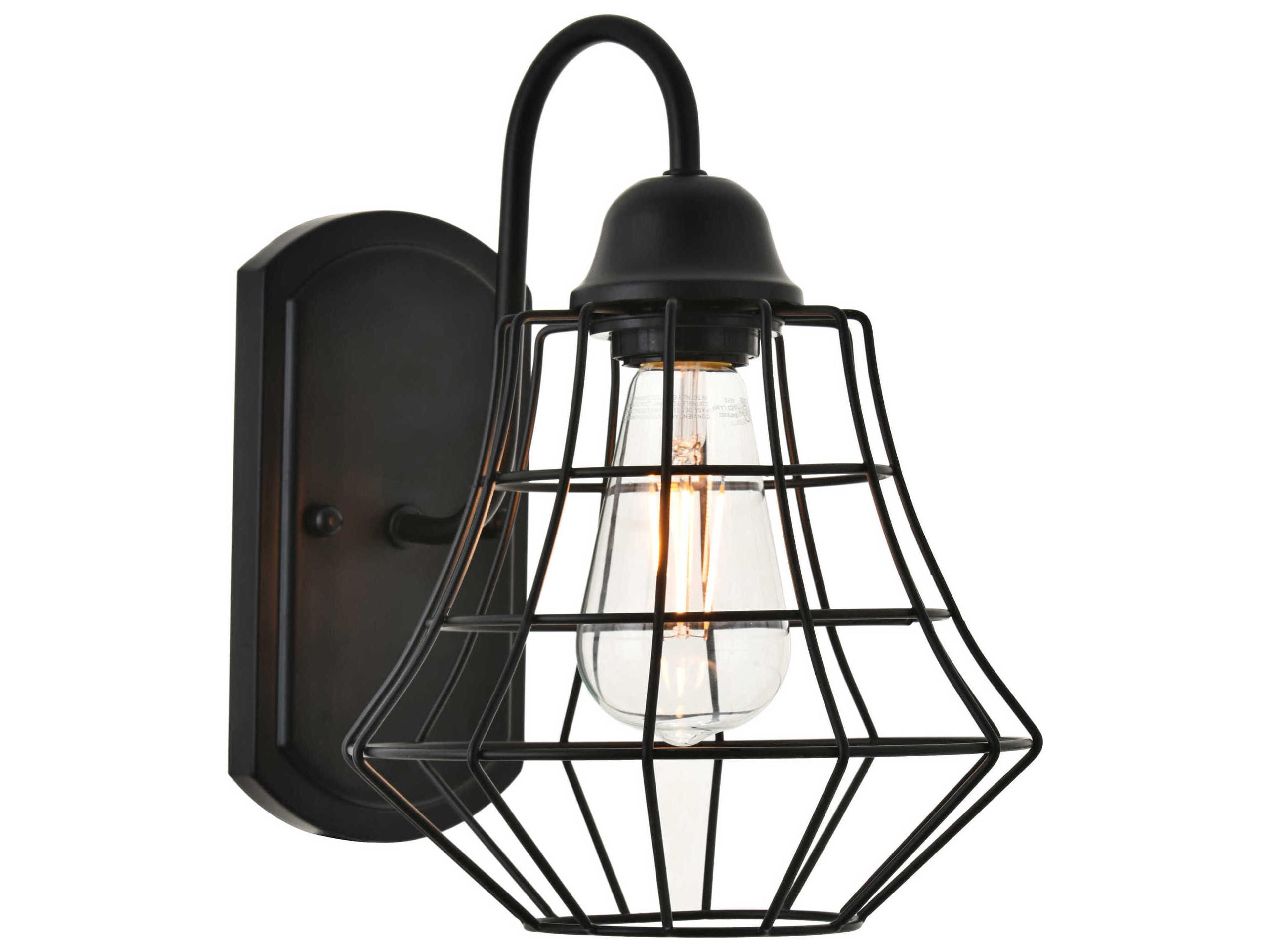 Elegant Lighting Candor 1-Light Black Wall Sconce