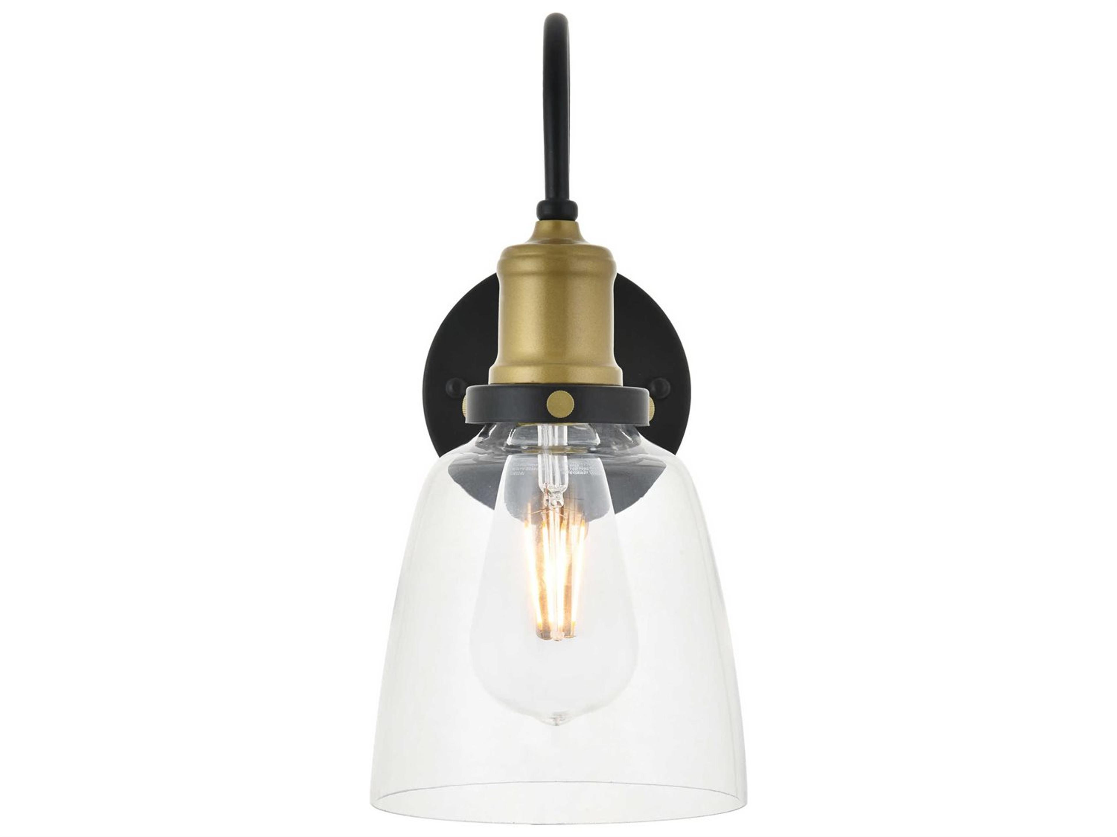 Elegant Lighting Felicity 1-Light Black Glass Wall Sconce