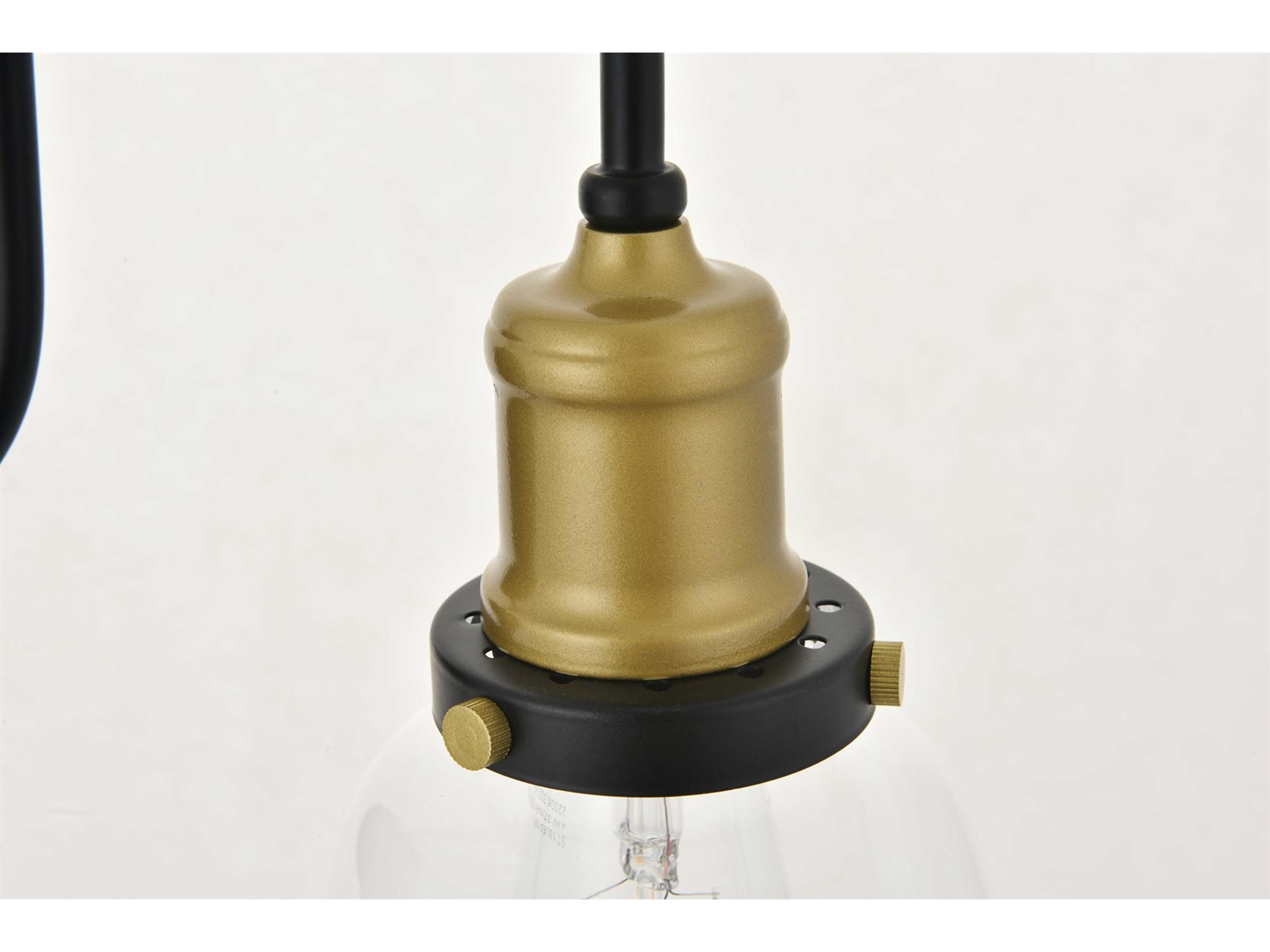 Elegant Lighting Felicity 1-Light Black Glass Wall Sconce