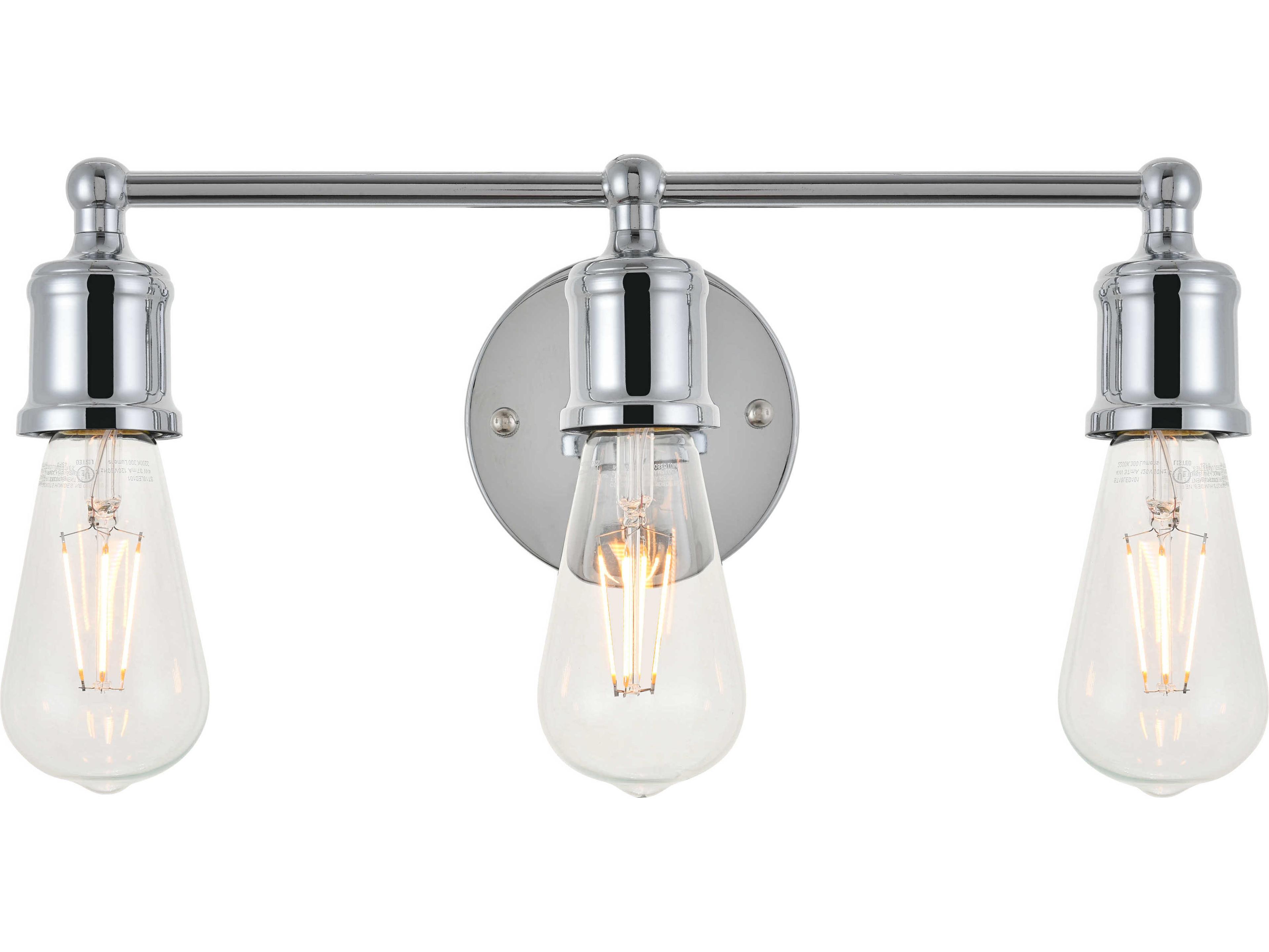 Elegant Lighting Serif 3-Light Black Vanity Light