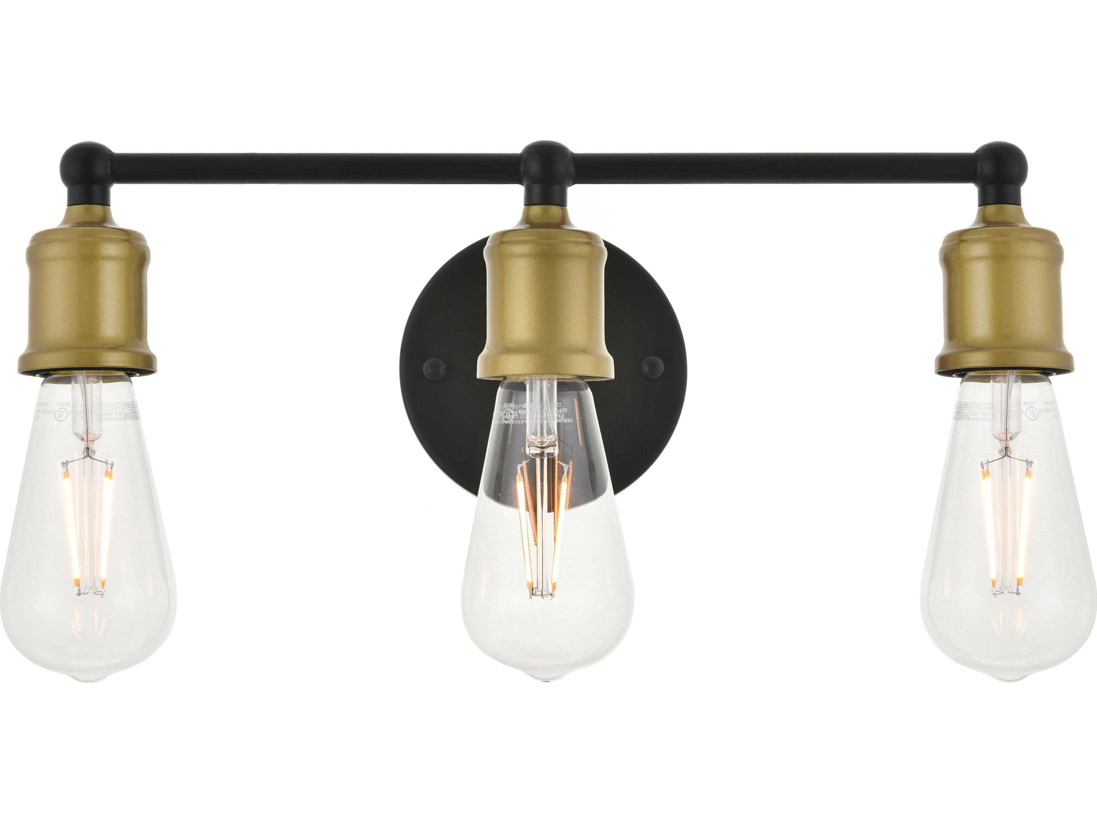 Elegant Lighting Serif 3-Light Black Vanity Light