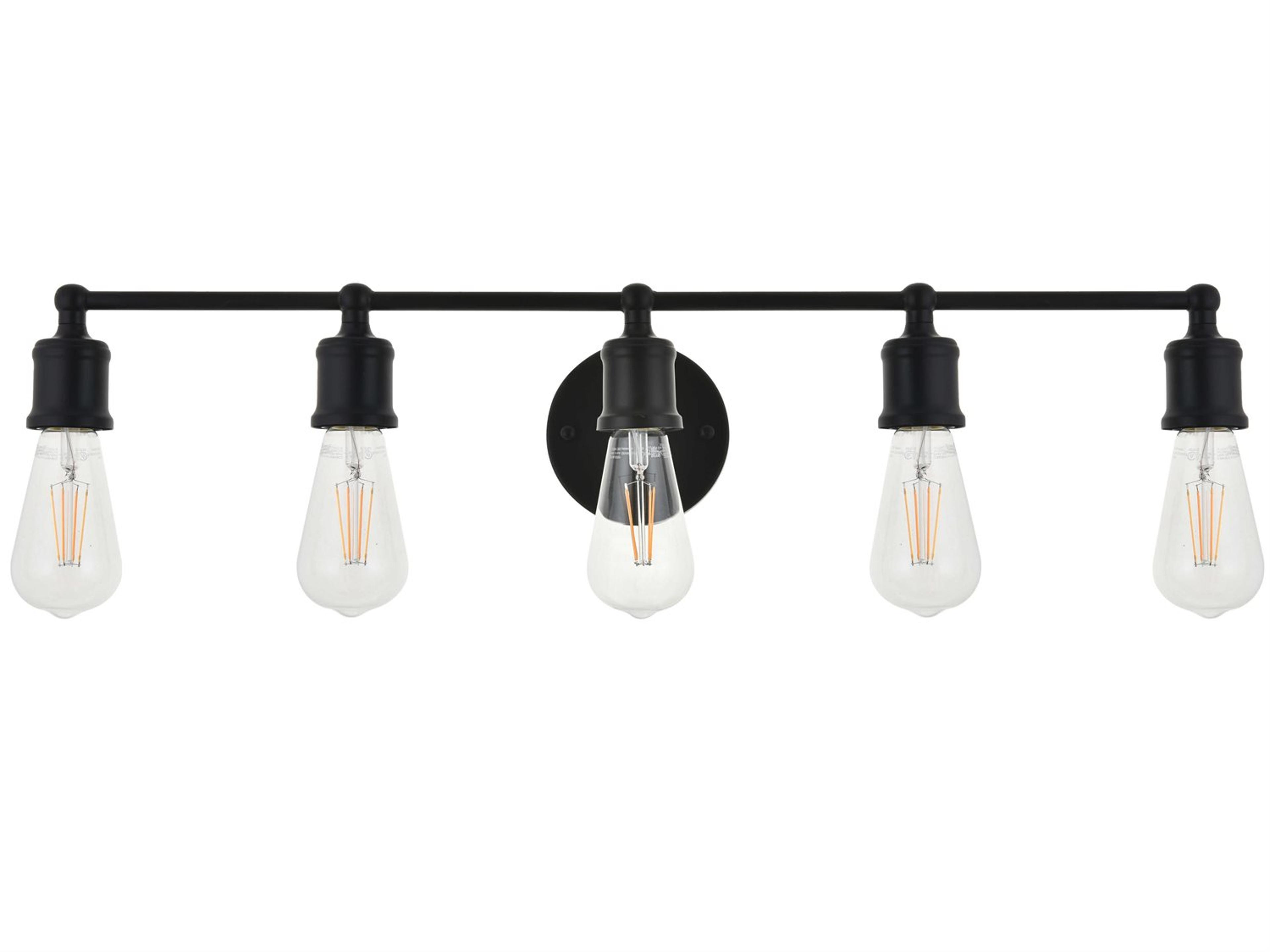 Elegant Lighting Serif 5-Light Black Vanity Light