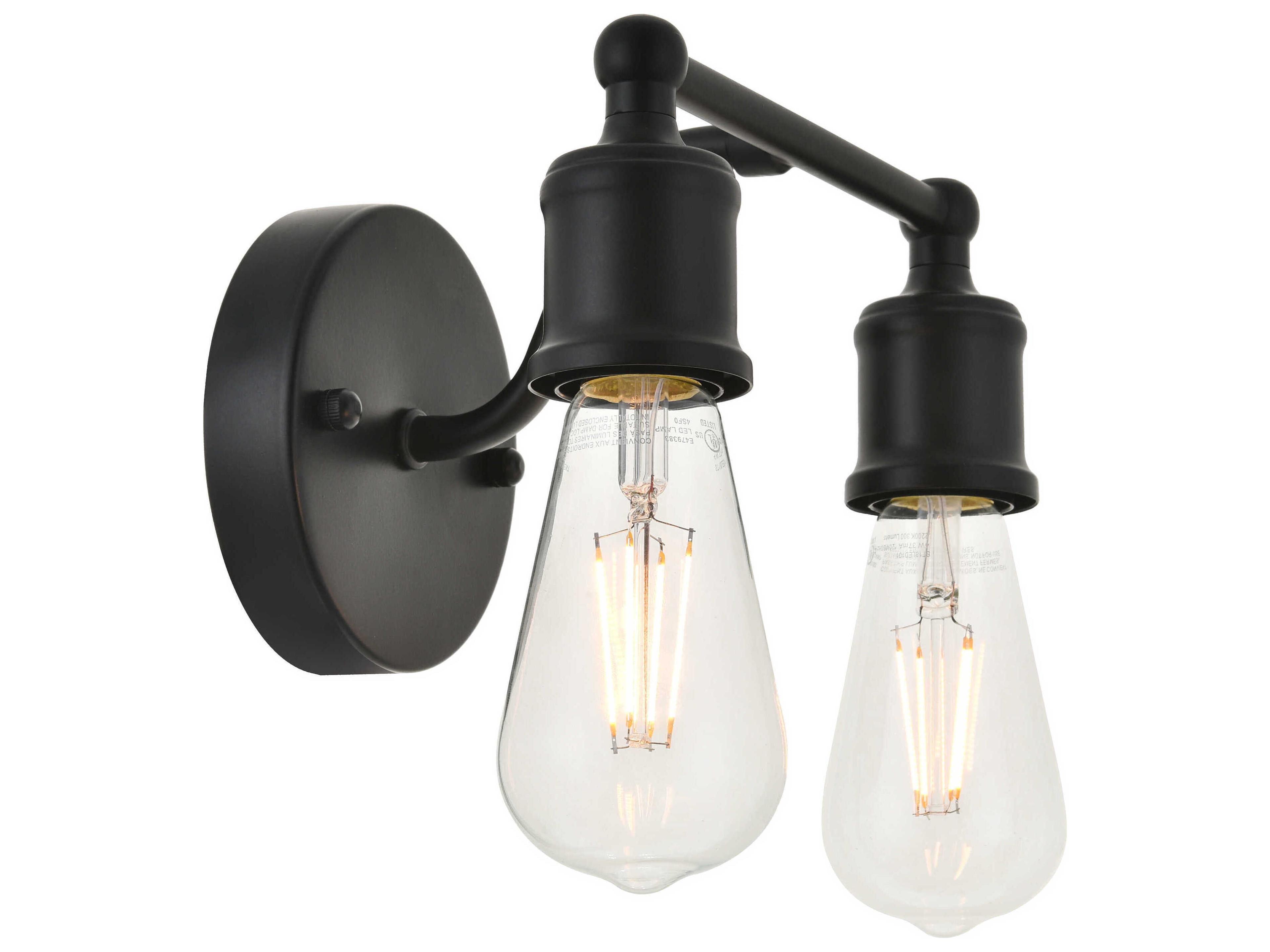 Elegant Lighting Serif 2-Light Black Vanity Light