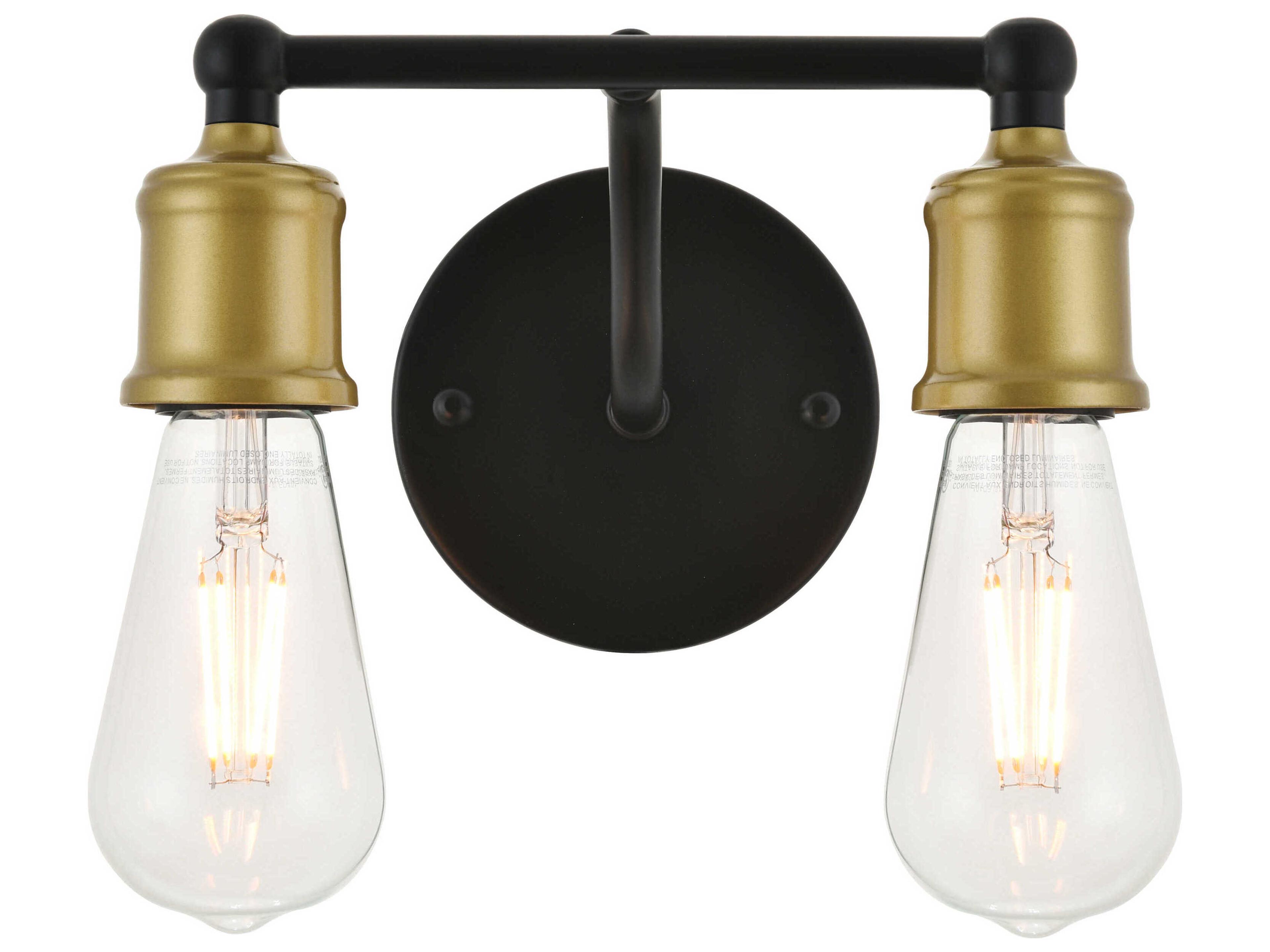Serif 2-Light Brass Black Vanity Light
