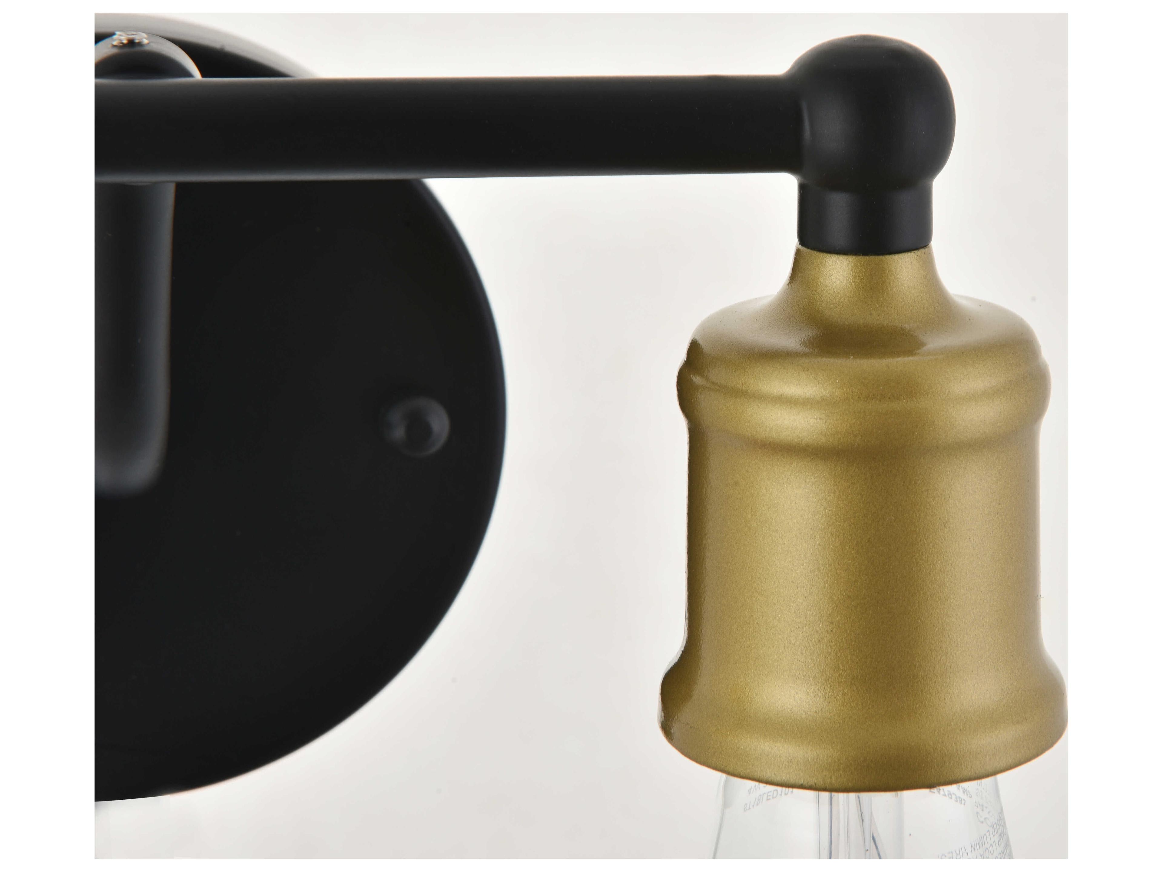 Elegant Lighting Serif 2-Light Brass Black Vanity Light