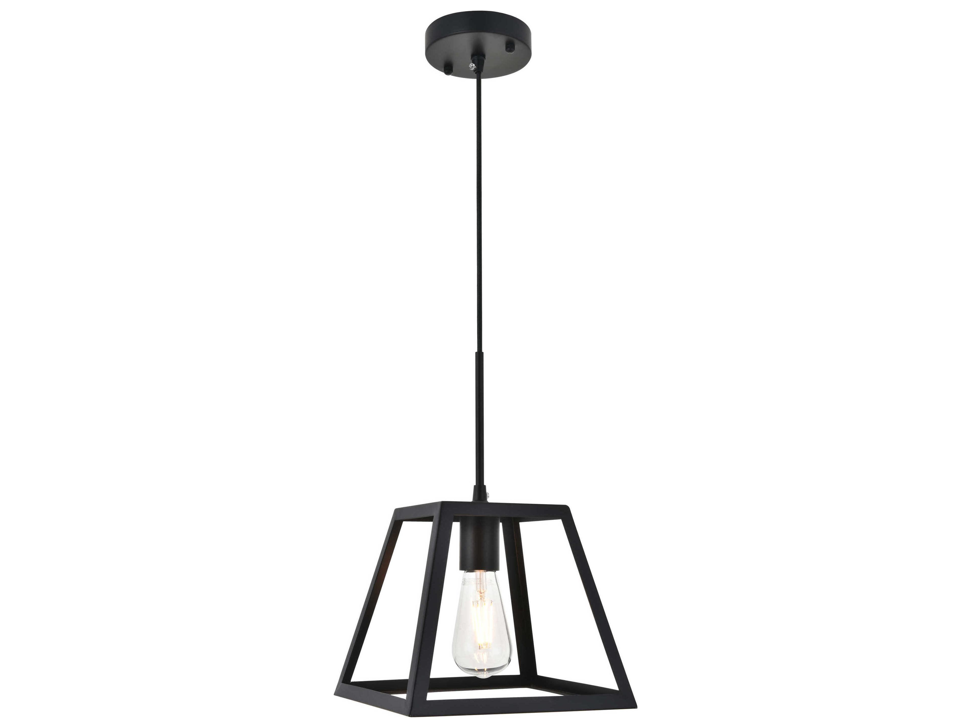 Elegant Lighting Resolute 1-Light Black Geometric Mini Pendant