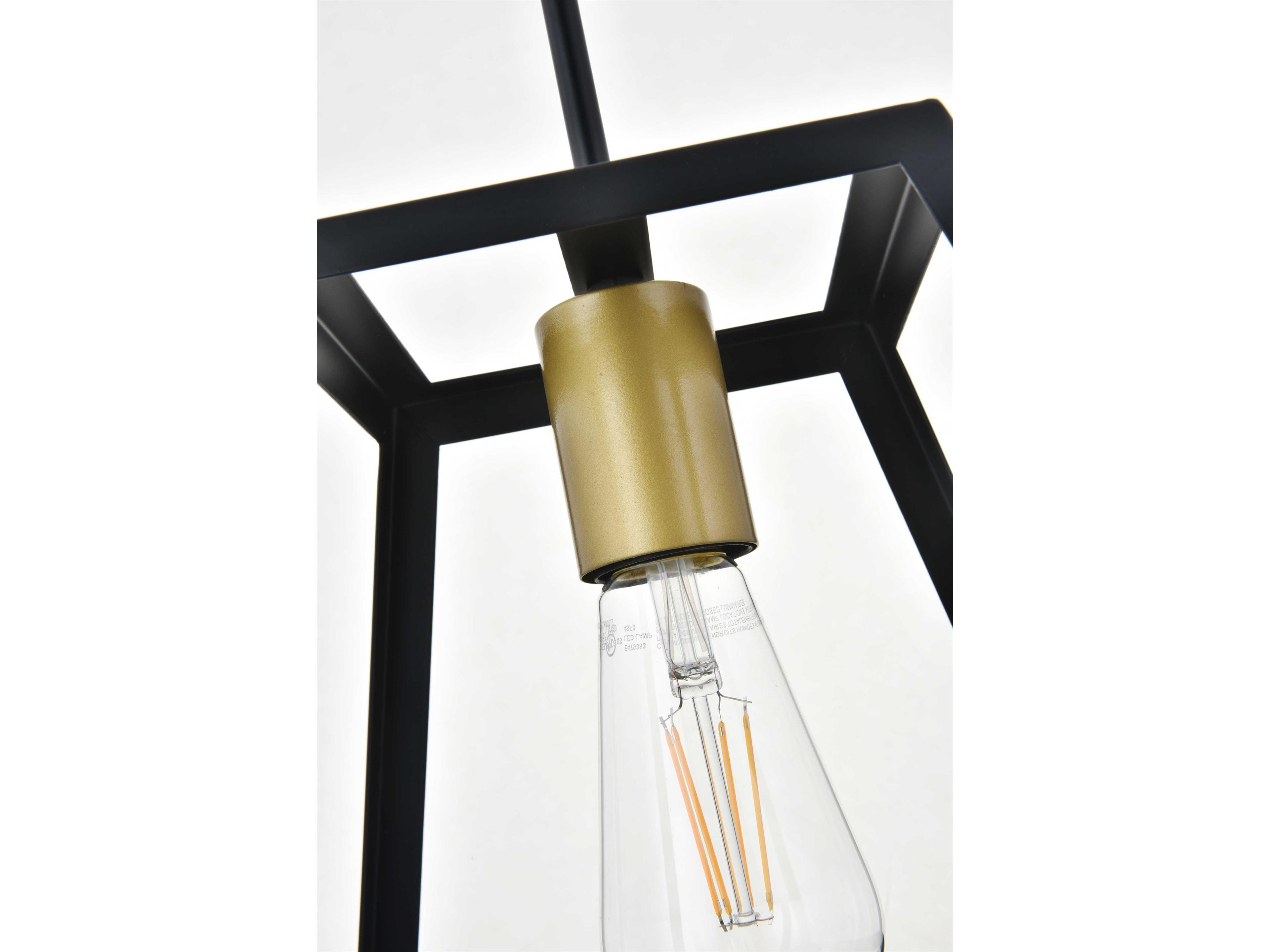 Elegant Lighting Resolute 1-Light Black Geometric Mini Pendant