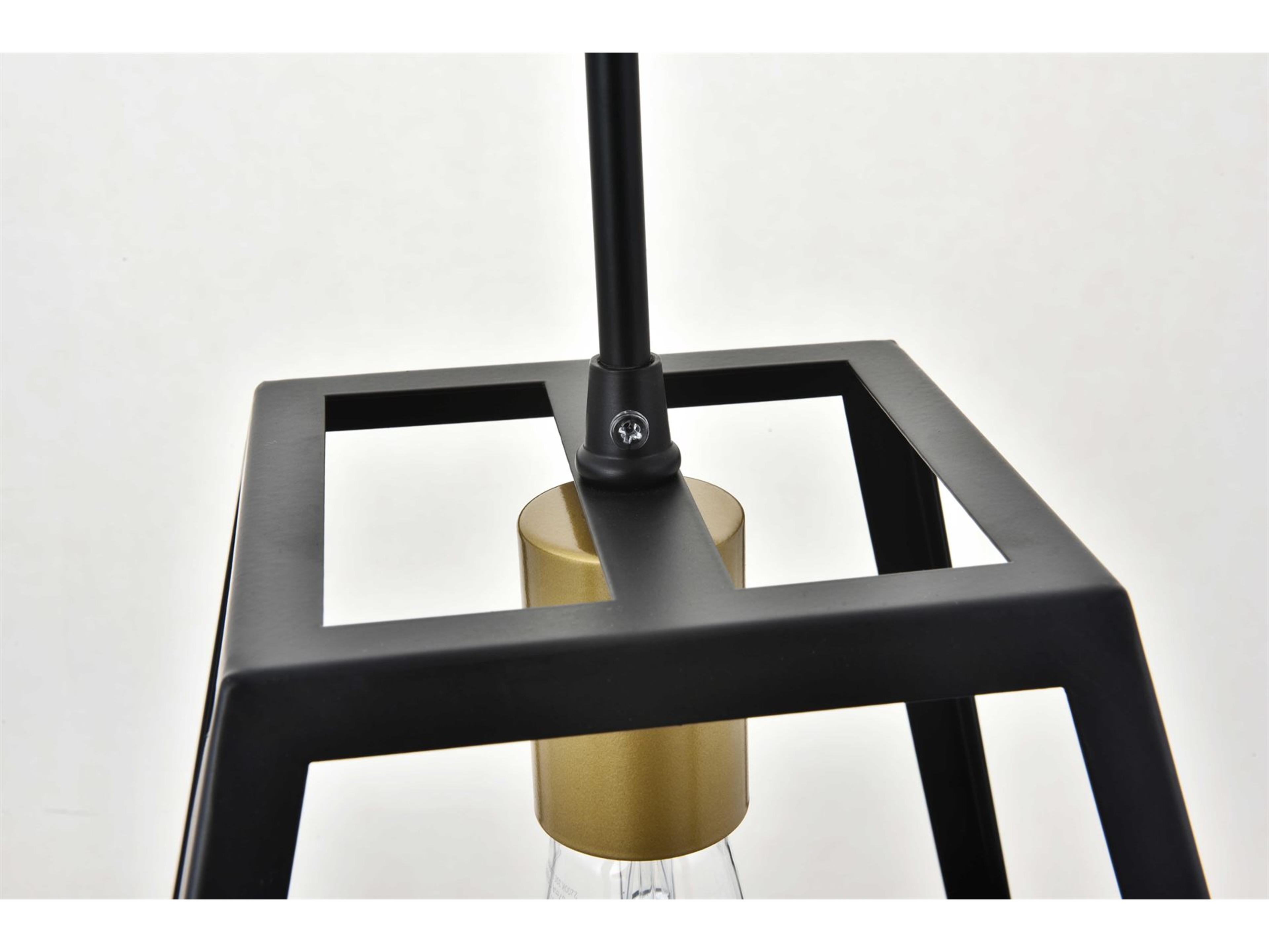 Elegant Lighting Resolute 1-Light Black Geometric Mini Pendant