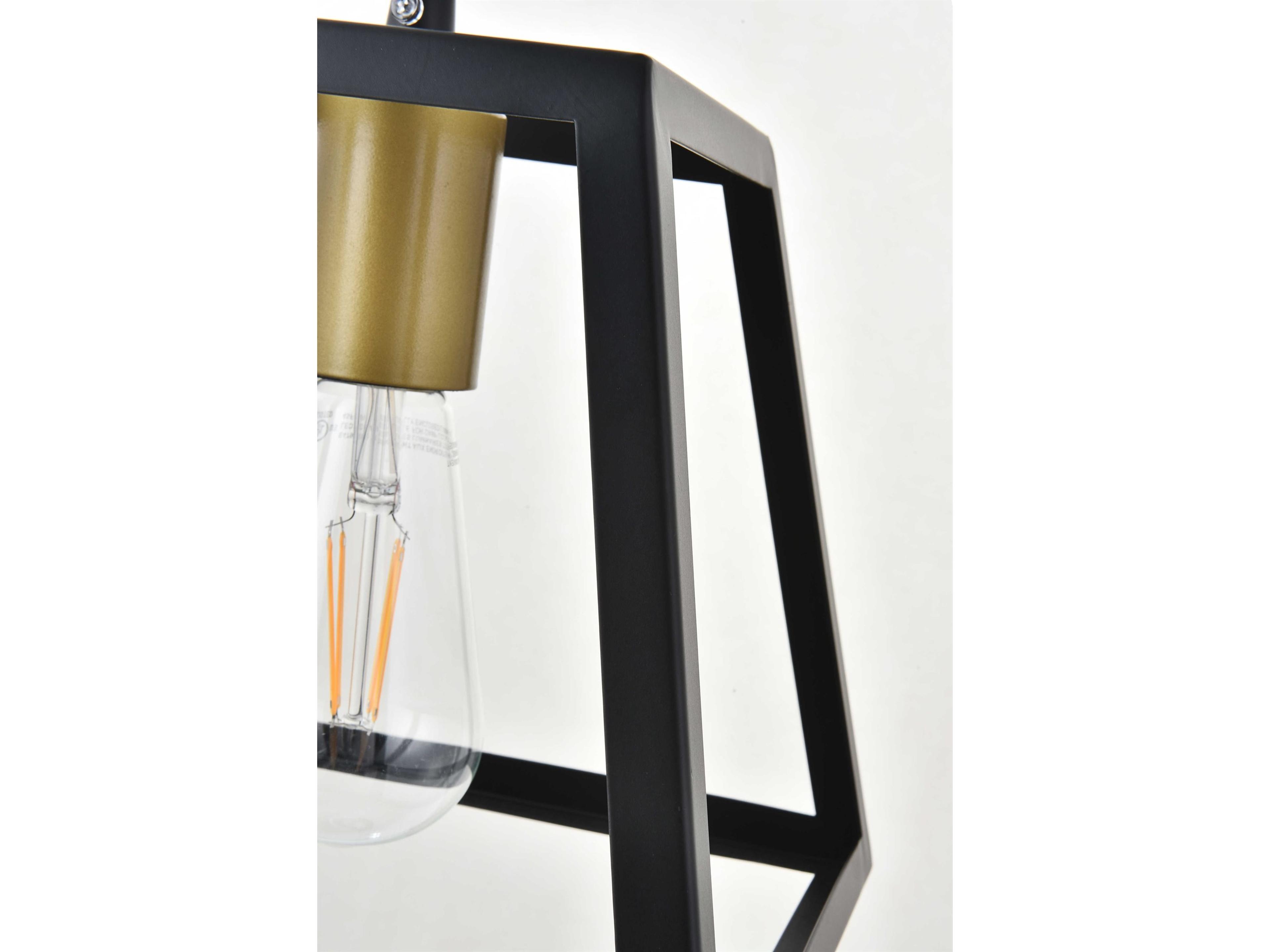 Elegant Lighting Resolute 1-Light Black Geometric Mini Pendant