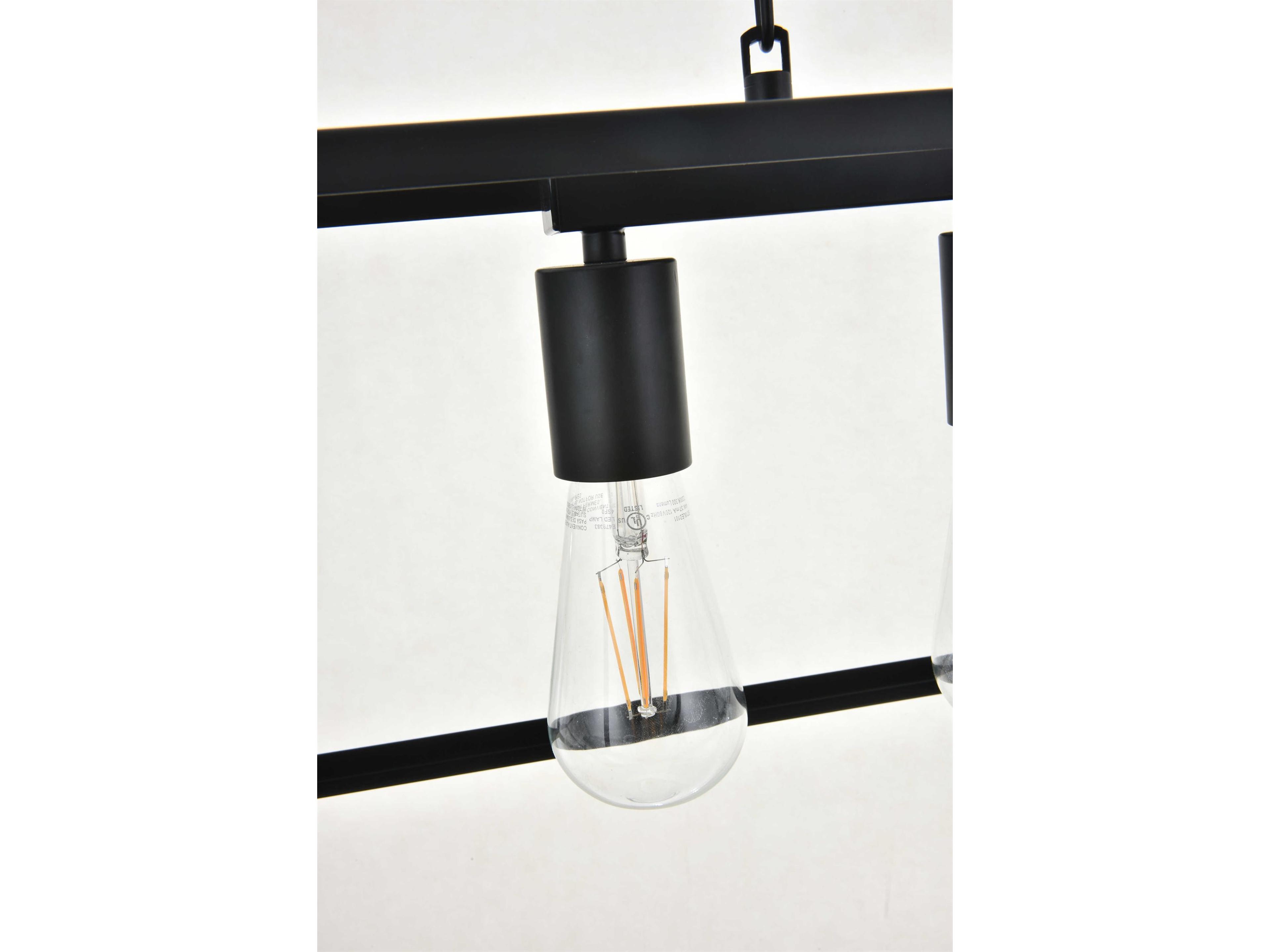 Elegant Lighting Resolute 3-Light Black Geometric Island Pendant