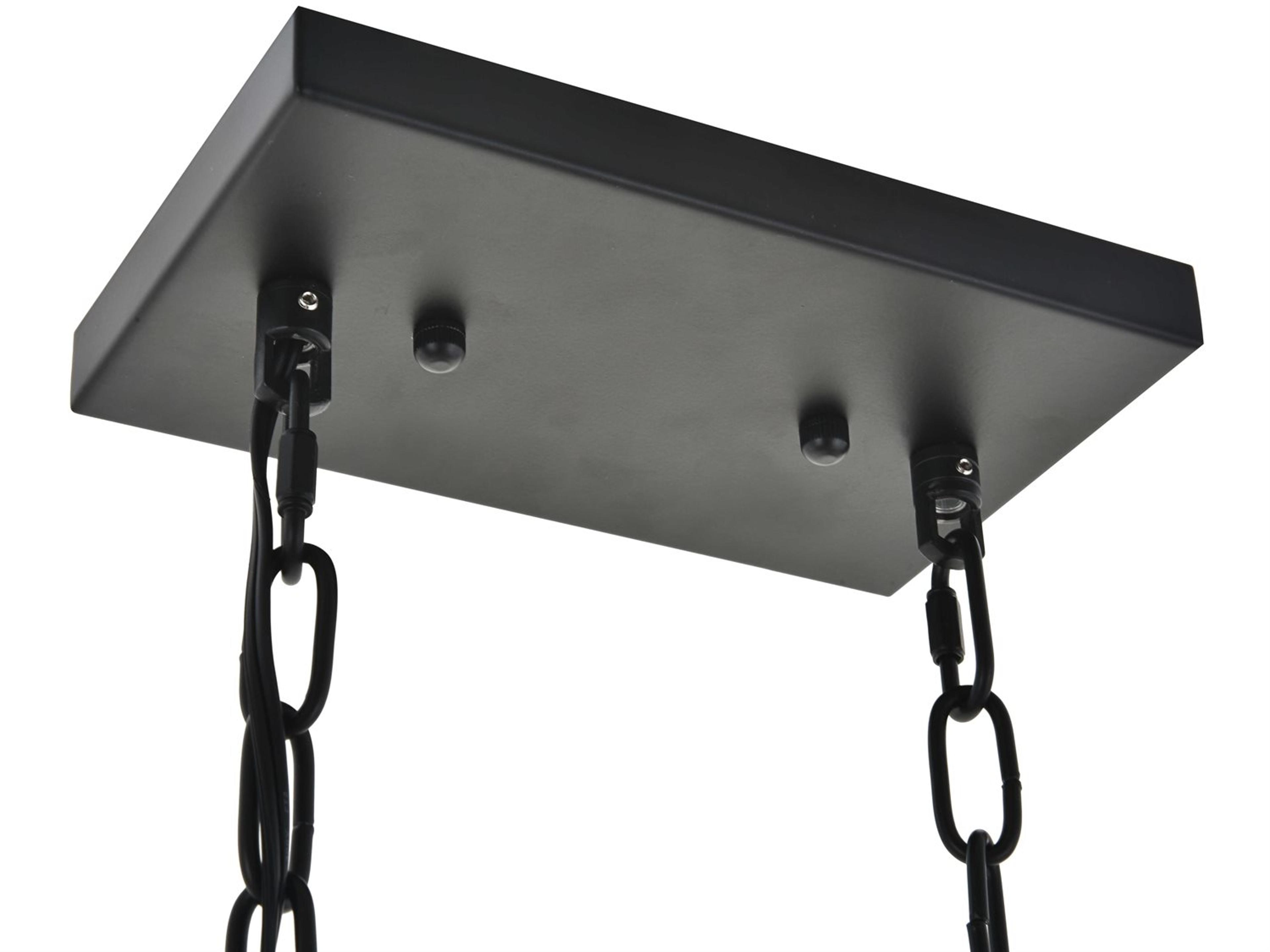 Elegant Lighting Resolute 3-Light Black Geometric Island Pendant