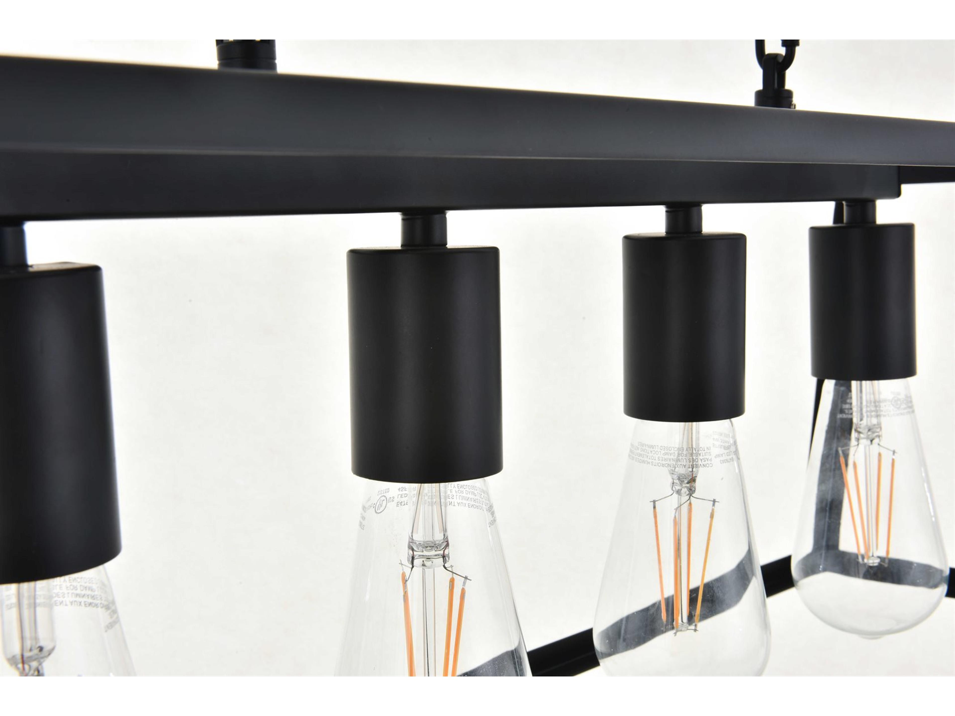 Elegant Lighting Resolute 4-Light Black Geometric Island Pendant